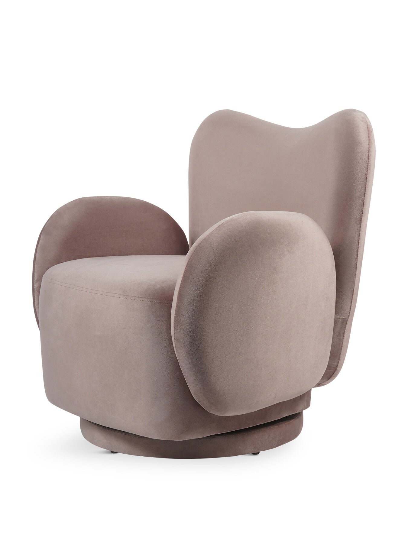Bingham Upholstered Swivel Chair Soft Velvet Dusky Pink
