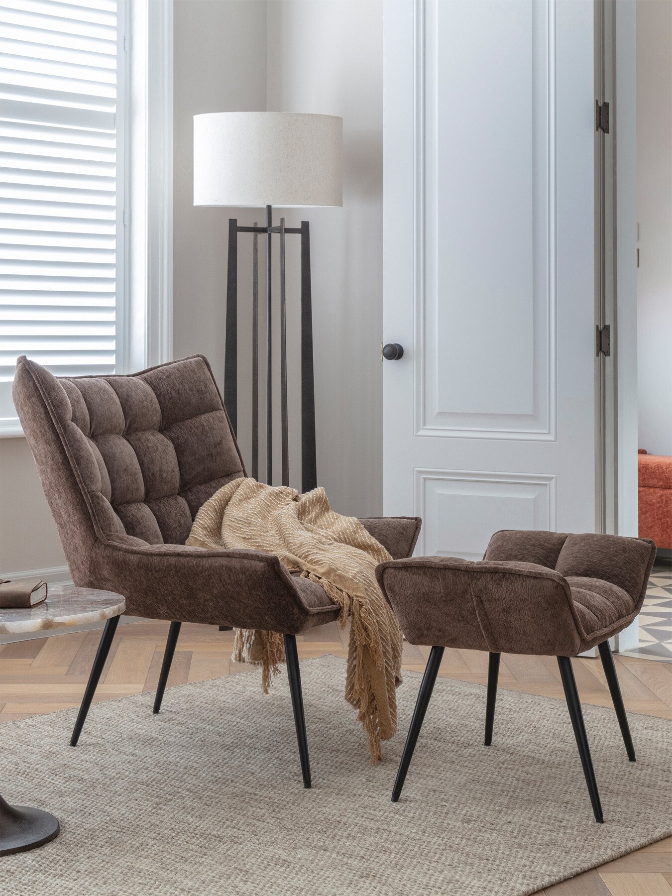 Chrishall Occasional Chair with Footstool in Vel