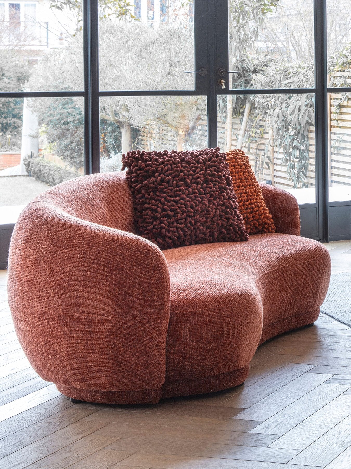 Waverley Curved Mini Sofa Terracotta