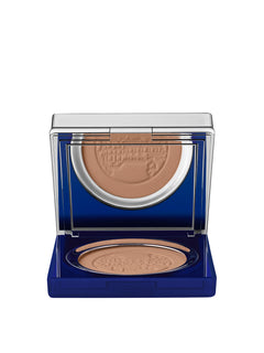 open eye level view of skin caviar foundation powder