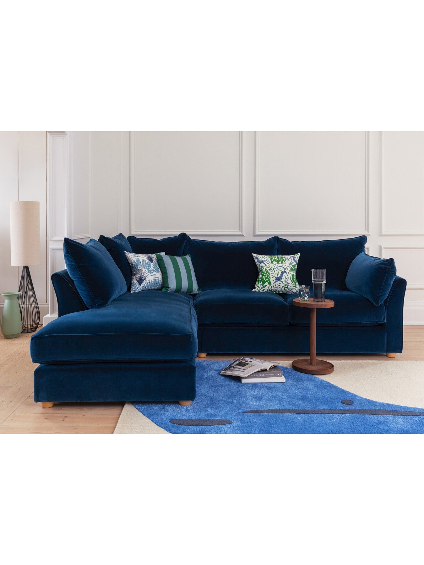 Tailor Right Hand Facing Corner Sofa Velvet Petrol