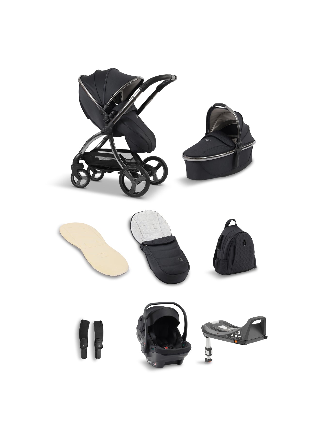 egg3 Stroller Luxury Bundle Carbonite