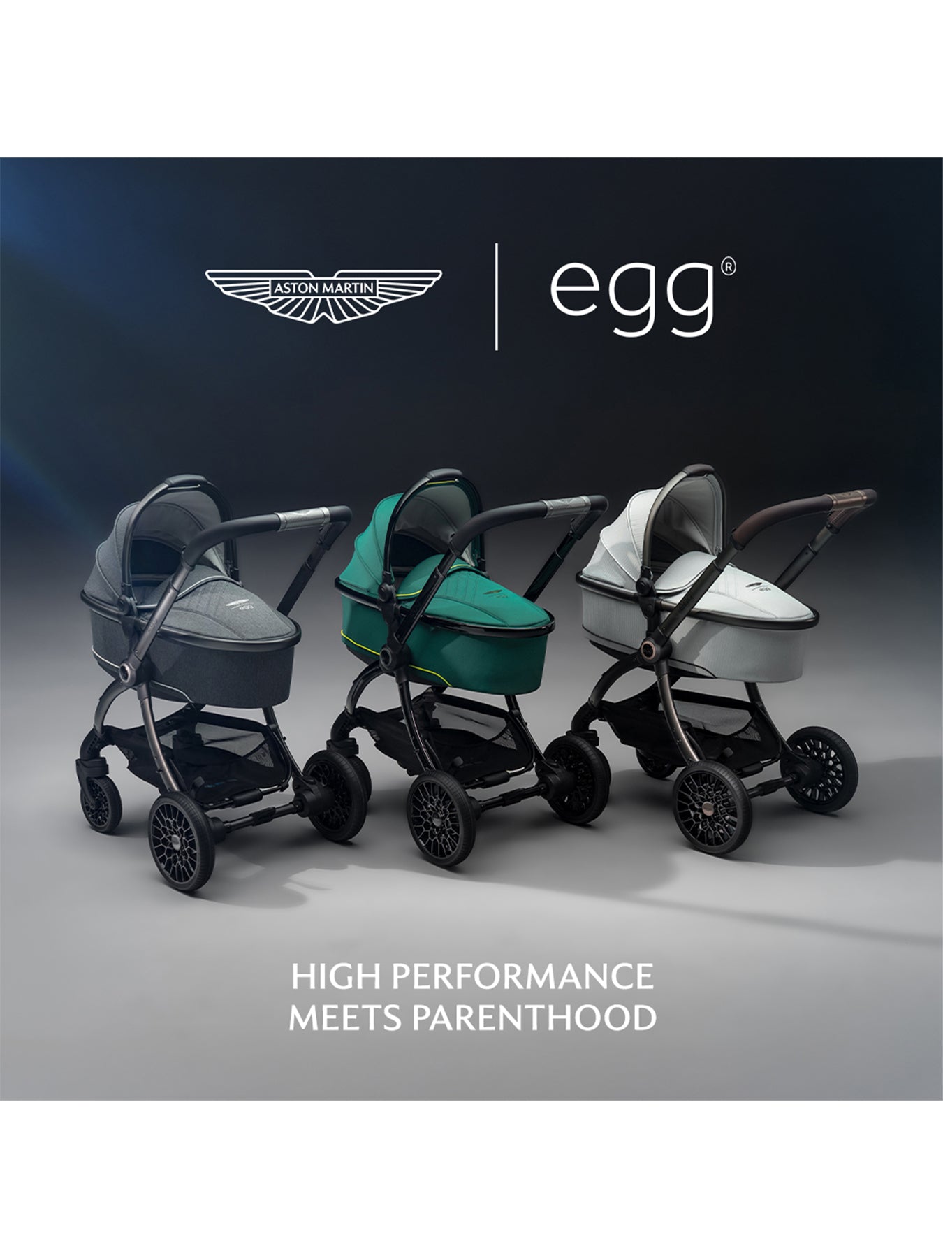 Luxury Egg3 x Aston Martin Stroller & Carrycot Set in Performance Green – Limited Edition