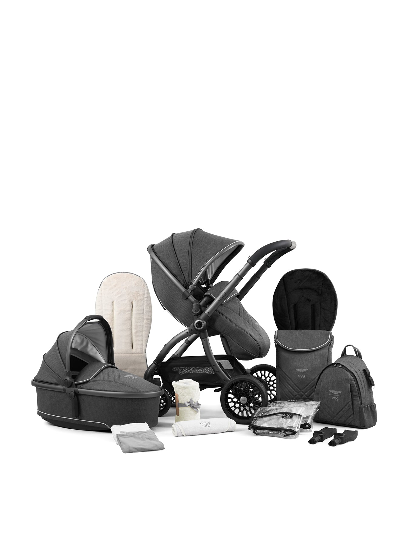 Luxury Egg3 x Aston Martin Stroller & Carrycot Set in Classic Grey – Limited Edition