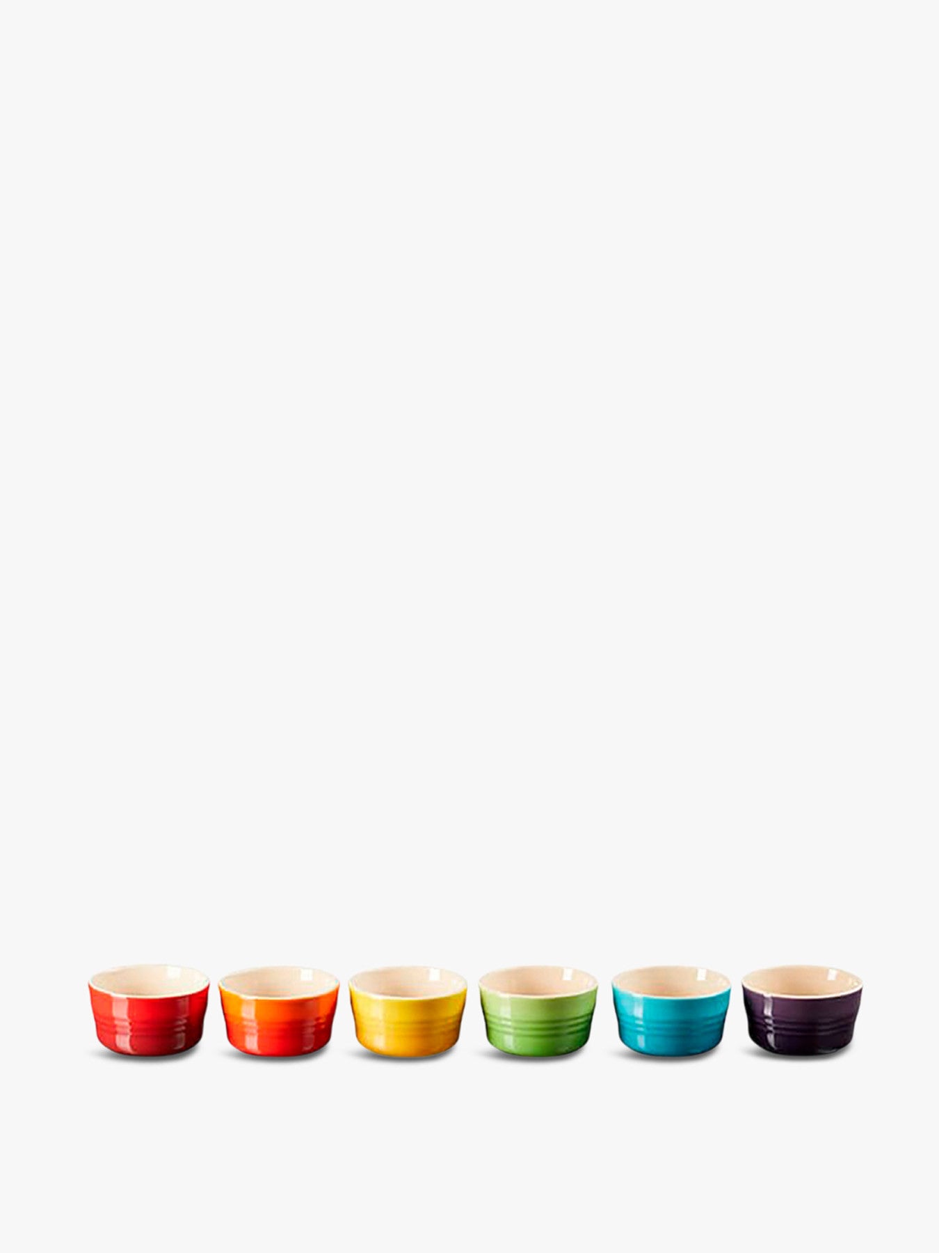 Stoneware mini Ramekins Set of 6 Rainbow