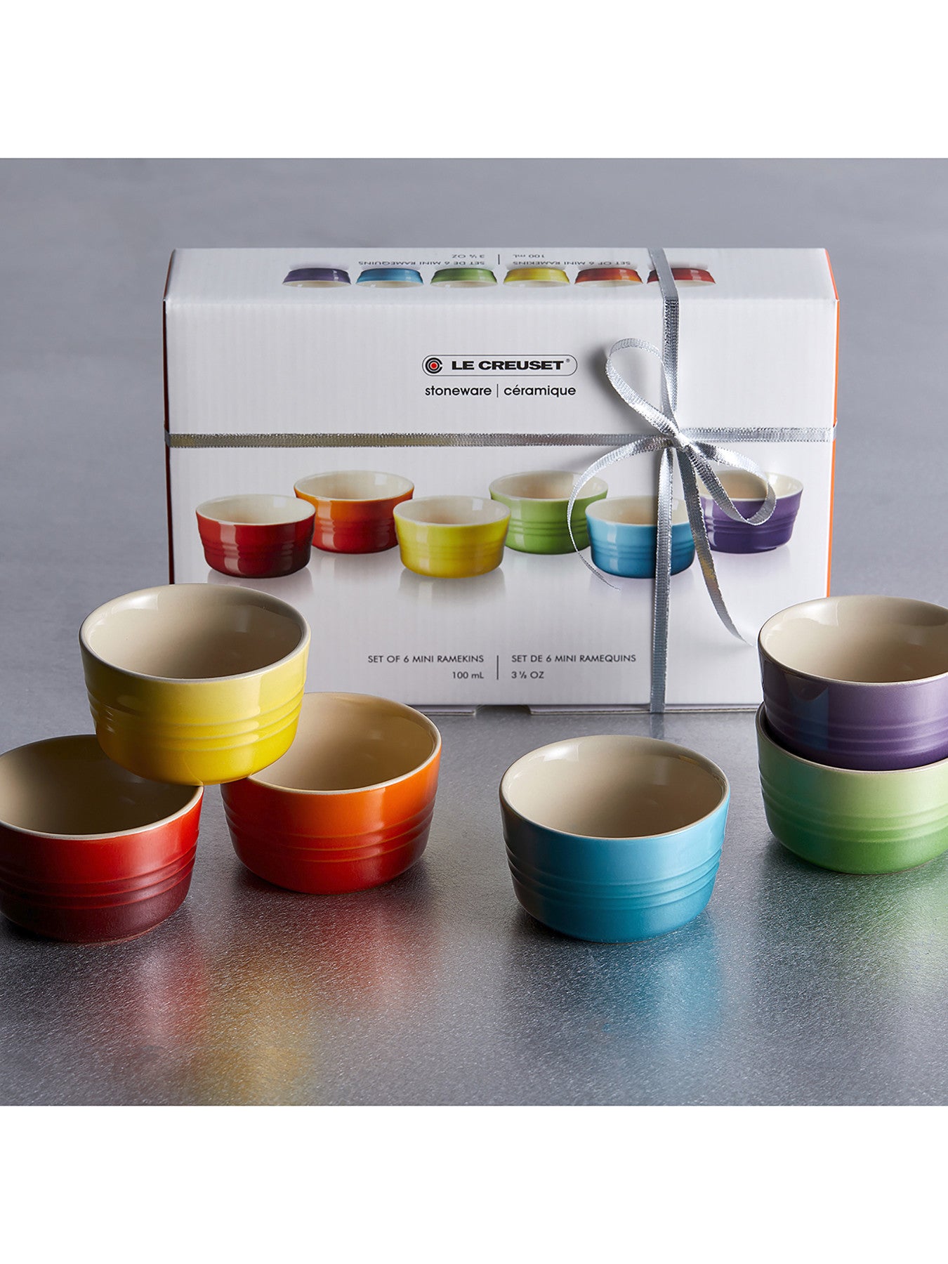 Stoneware mini Ramekins Set of 6 Rainbow