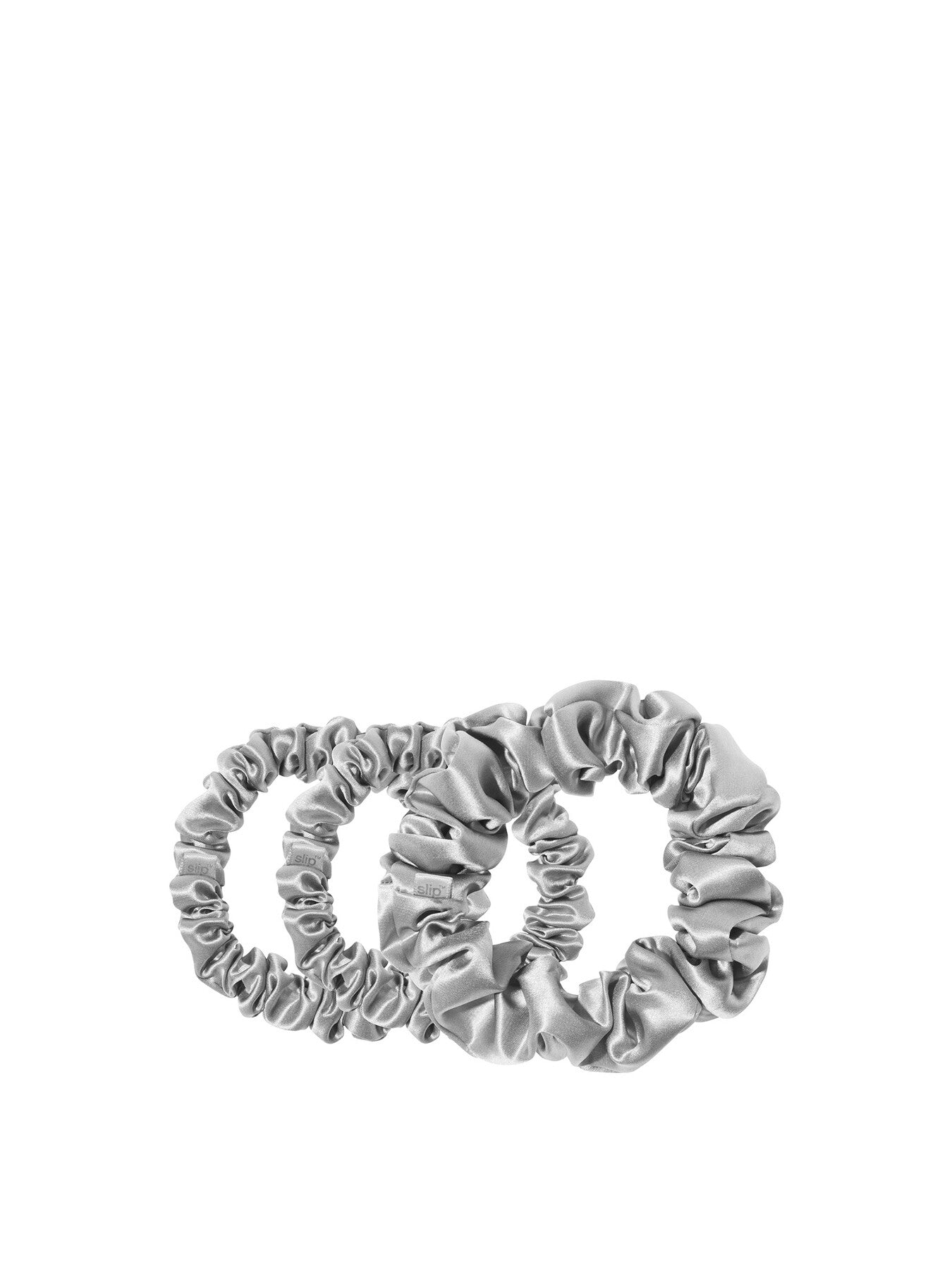 Pure Silk Assorted Scrunchies Set Of 3 Silver