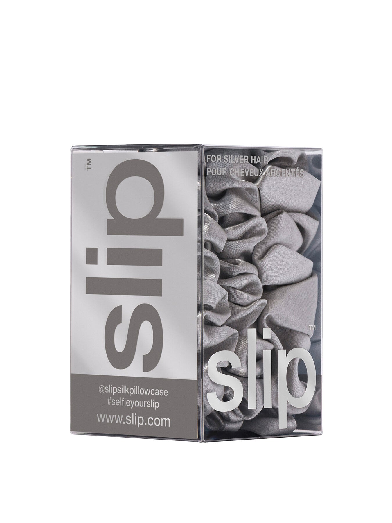 Pure Silk Assorted Scrunchies Set Of 3 Silver