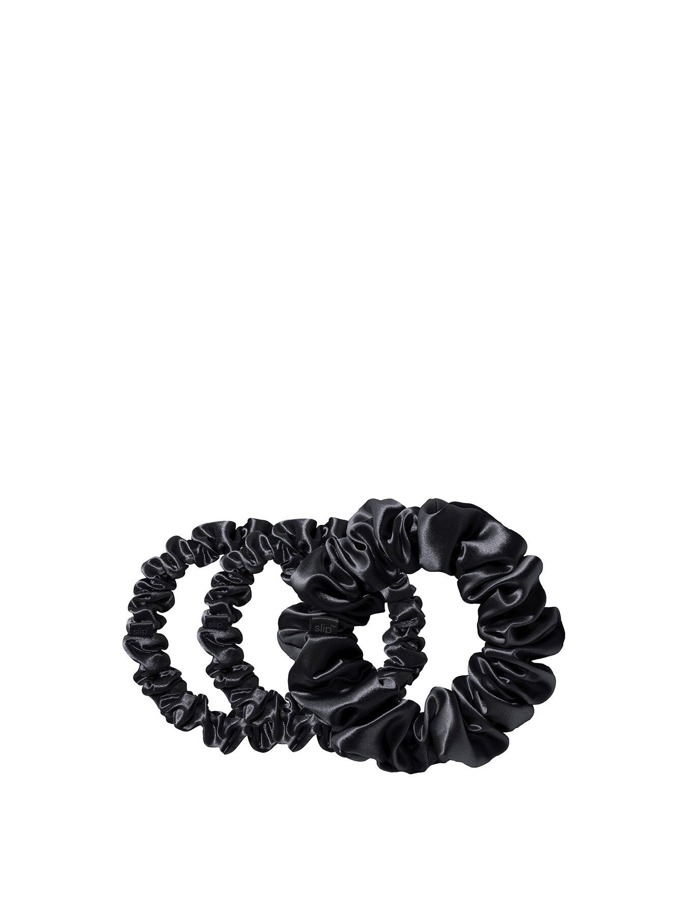 Pure Silk Assorted Scrunchies Set Of 3 Black