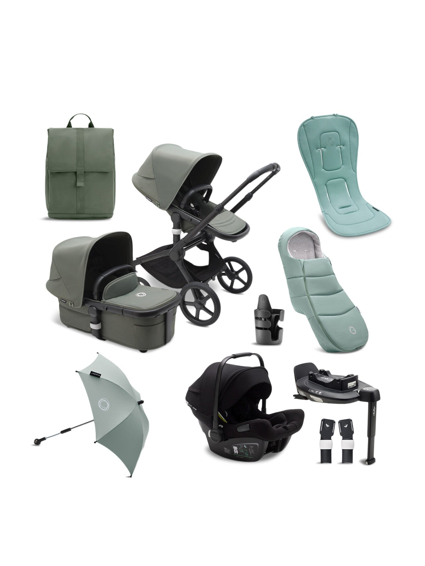 Fox 5 Ultimate Pushchair Bundle Forest Green 9-Piece