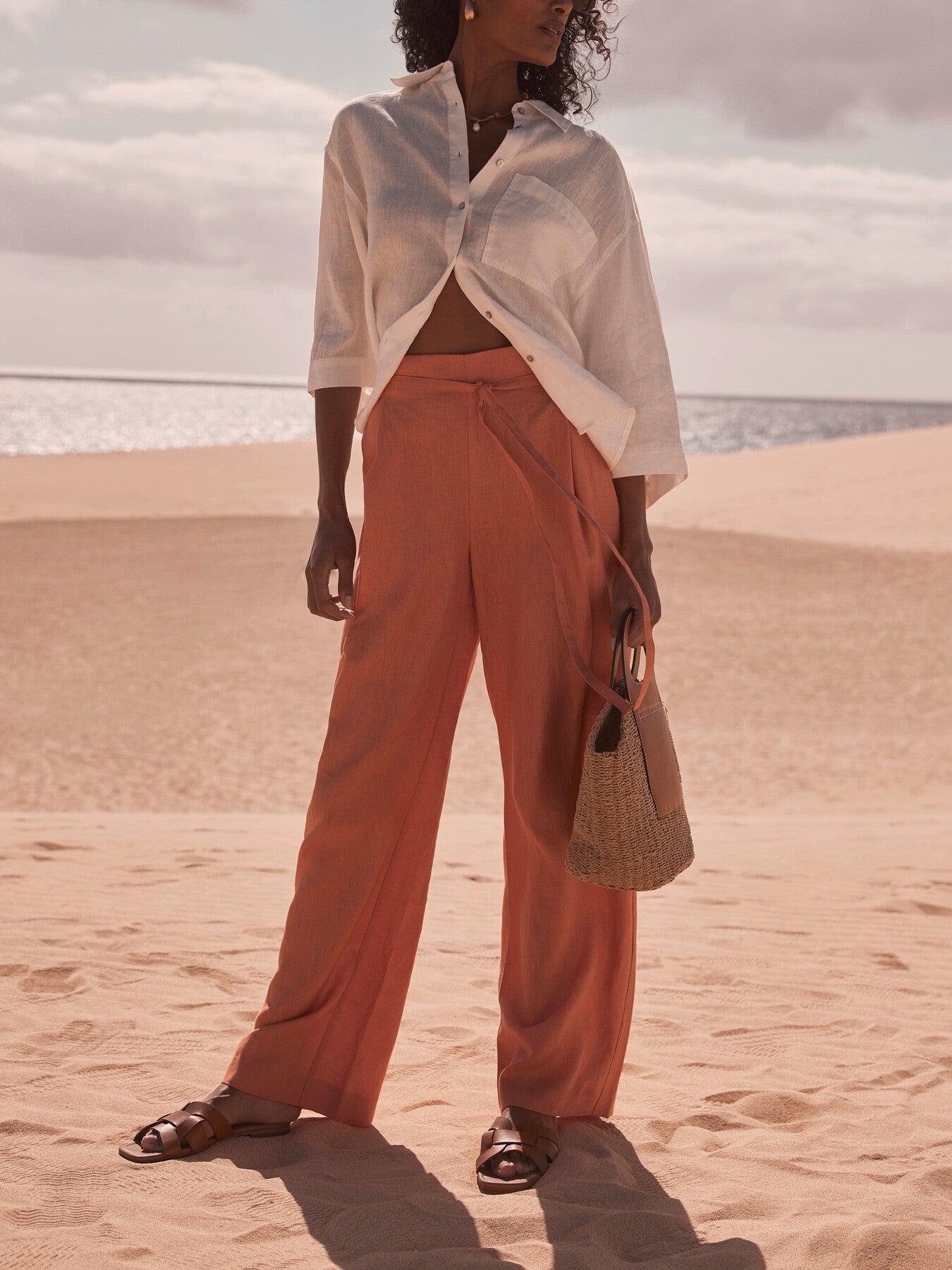 Linen Belted Trousers