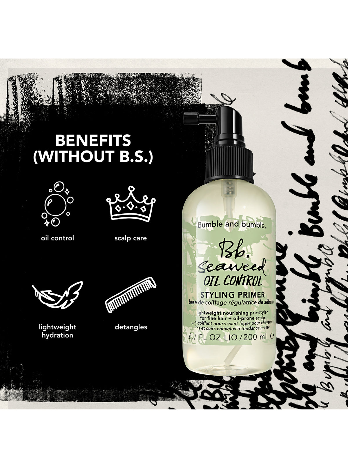 Seaweed Oil Control Styling Hair Primer For Fine Hair & Oily Scalp 200ml