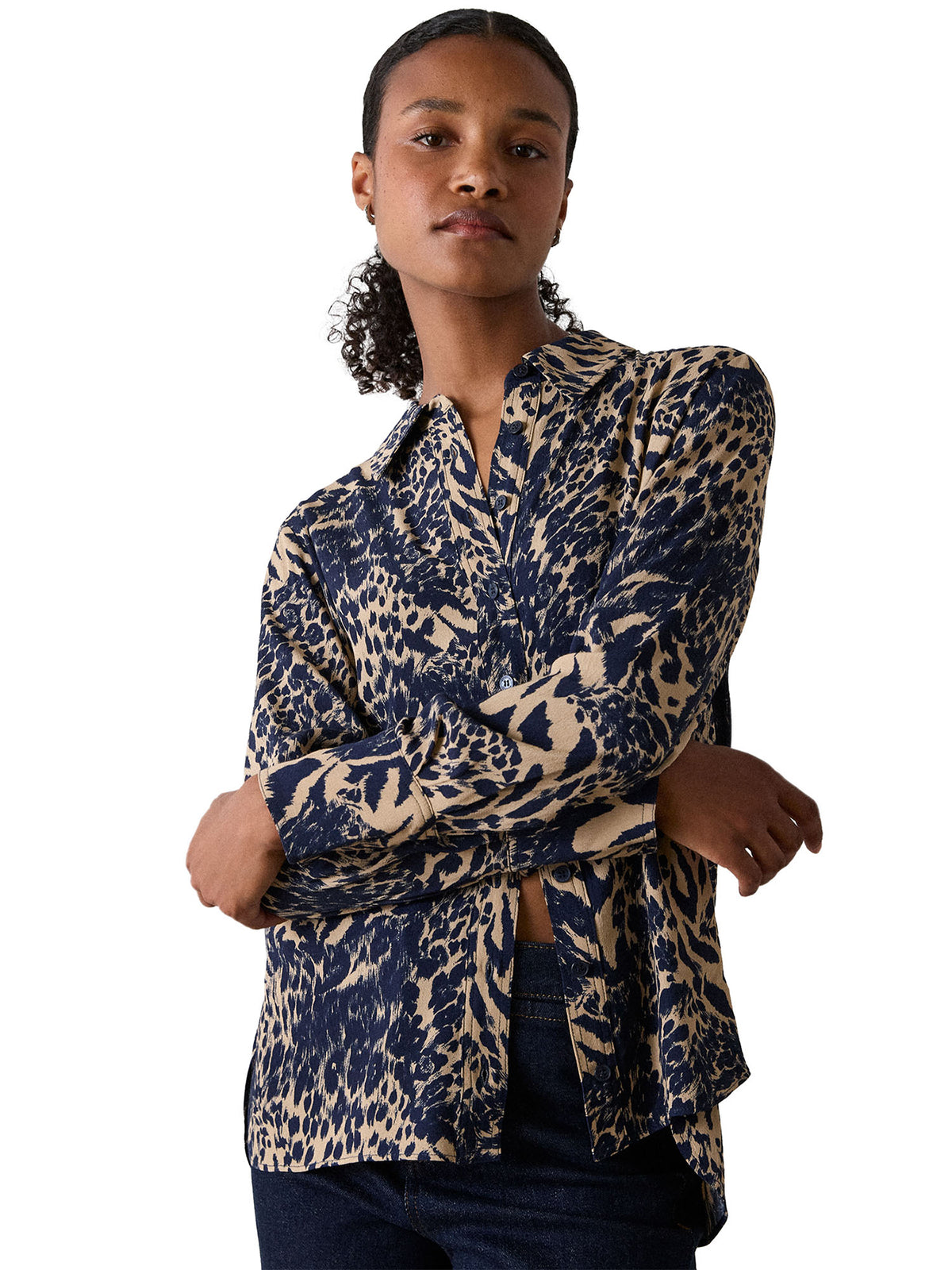 Patchwork Leopard Print Shirt