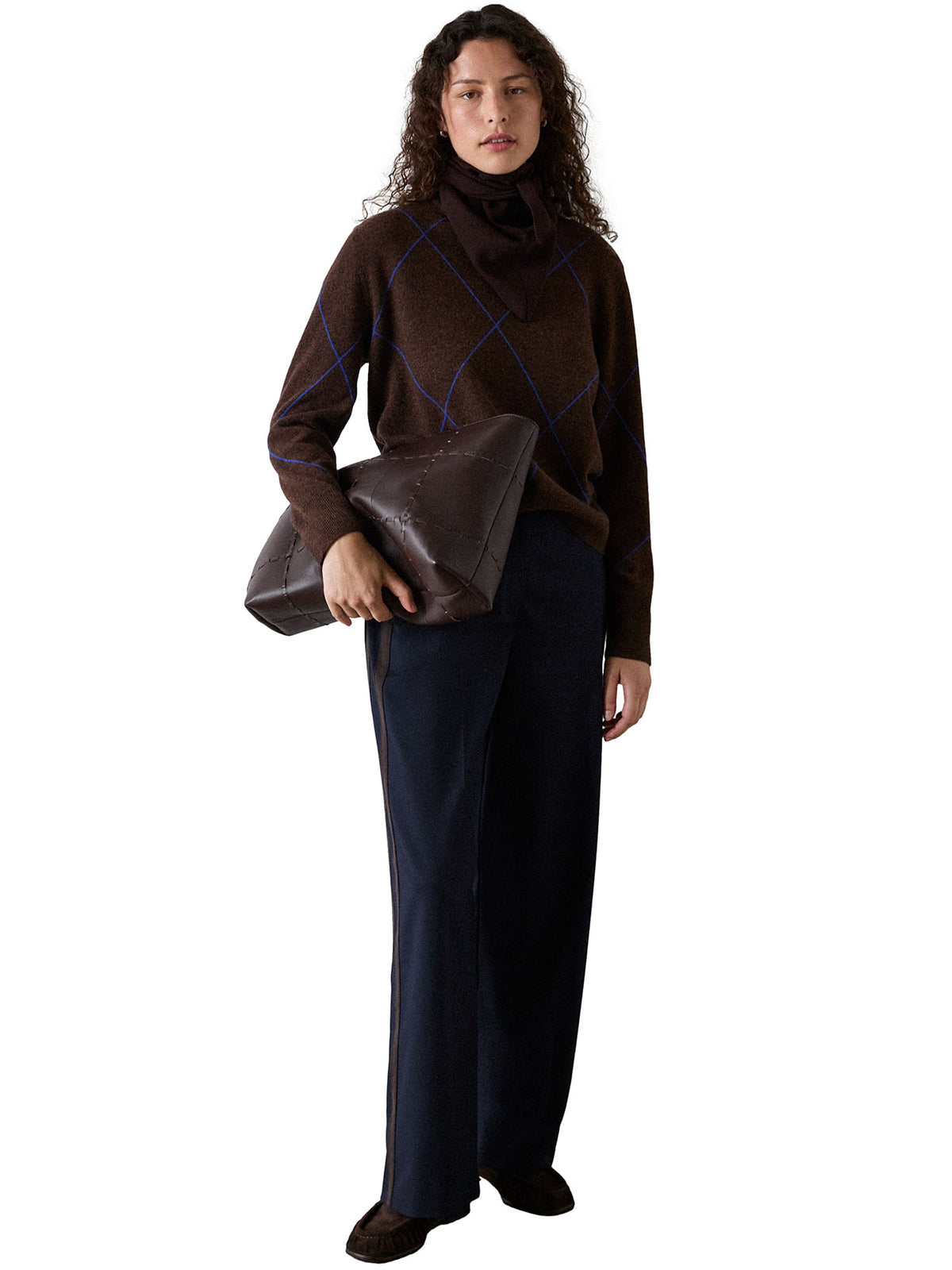 WOOL CONTRAST DIAMOND KNIT
