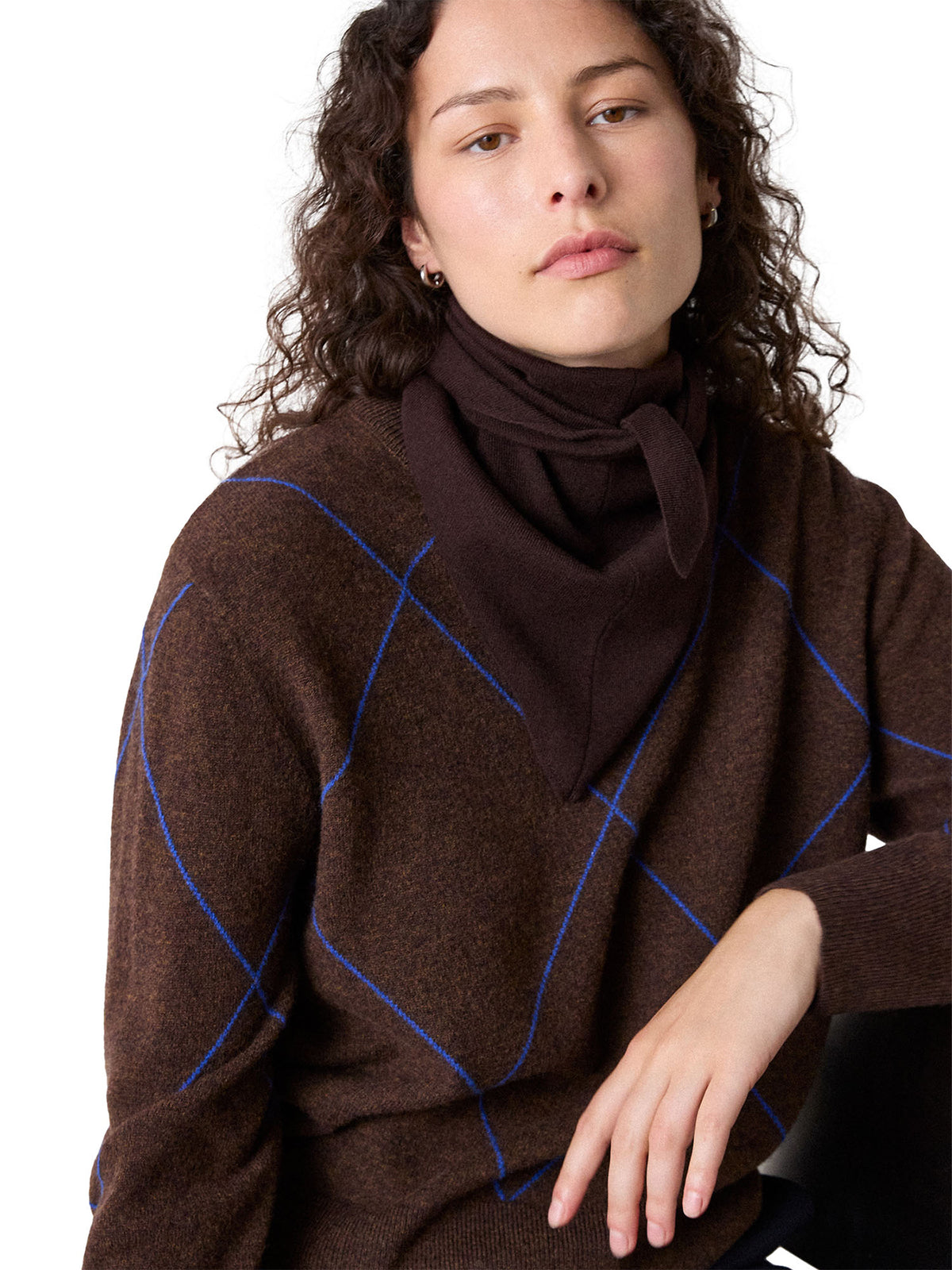 WOOL CONTRAST DIAMOND KNIT