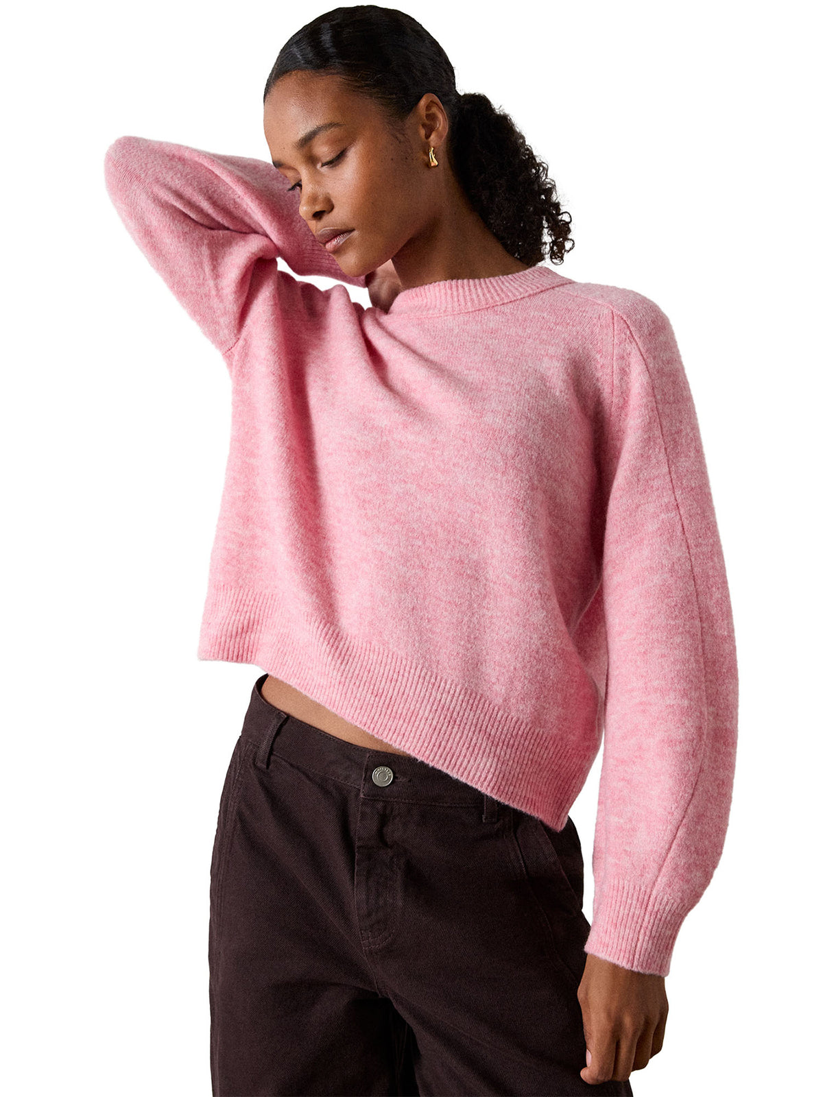 Wool Mix Curved Hem Knit