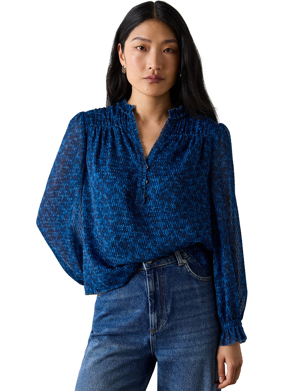 Ditsy Floral Textured Blouse