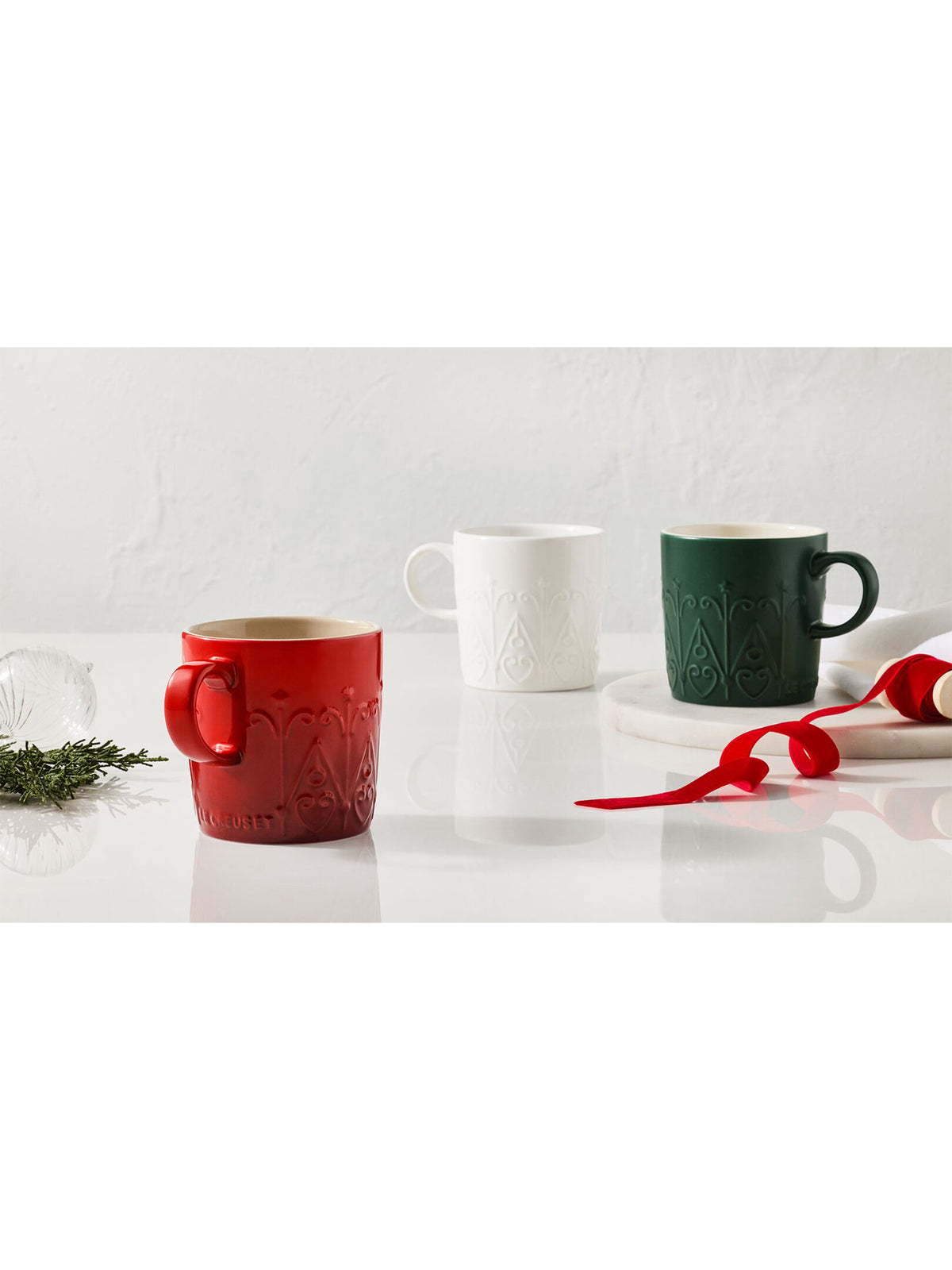 Christmas Relief Stoneware London Coffee Mug 350ml - Cerise