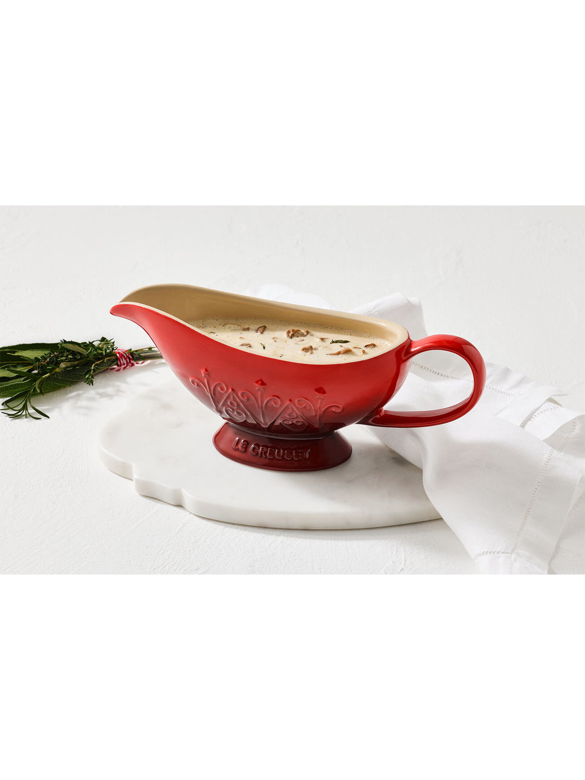 Christmas Relief Stoneware Heritage Sauce Jug - Cerise