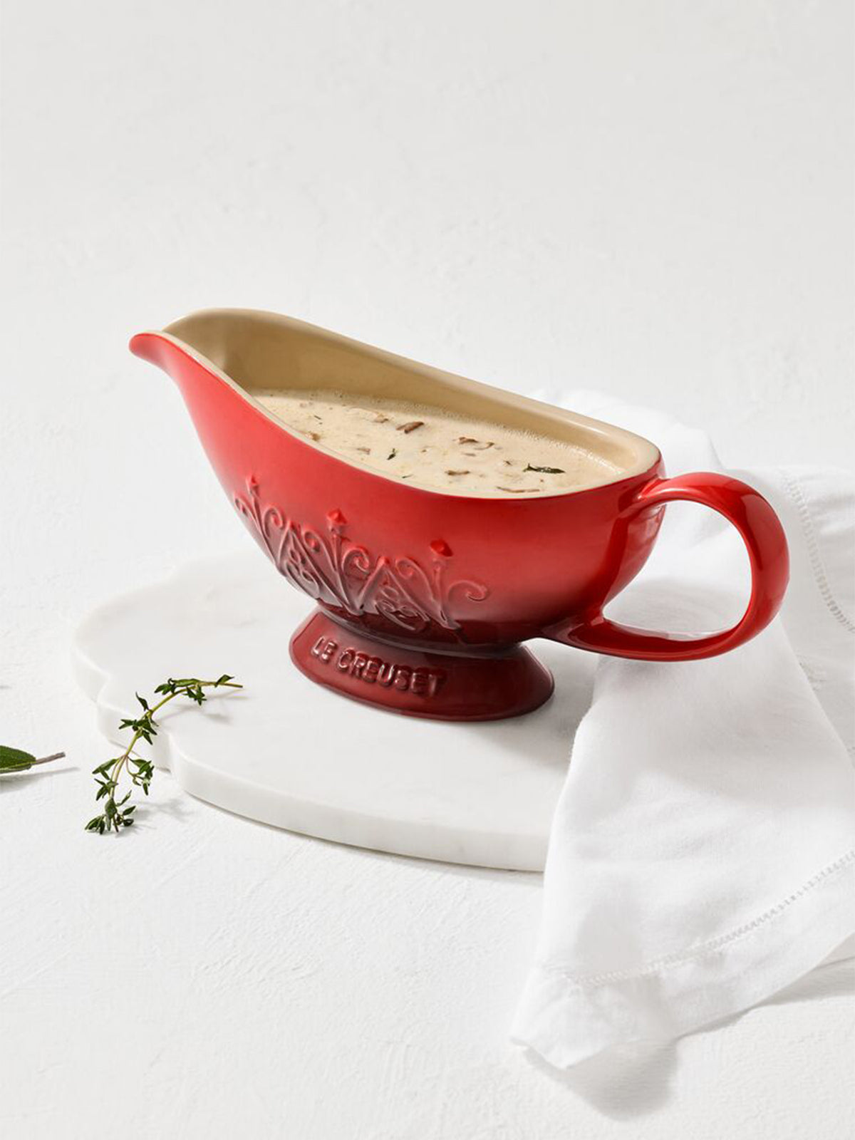 Christmas Relief Stoneware Heritage Sauce Jug - Cerise