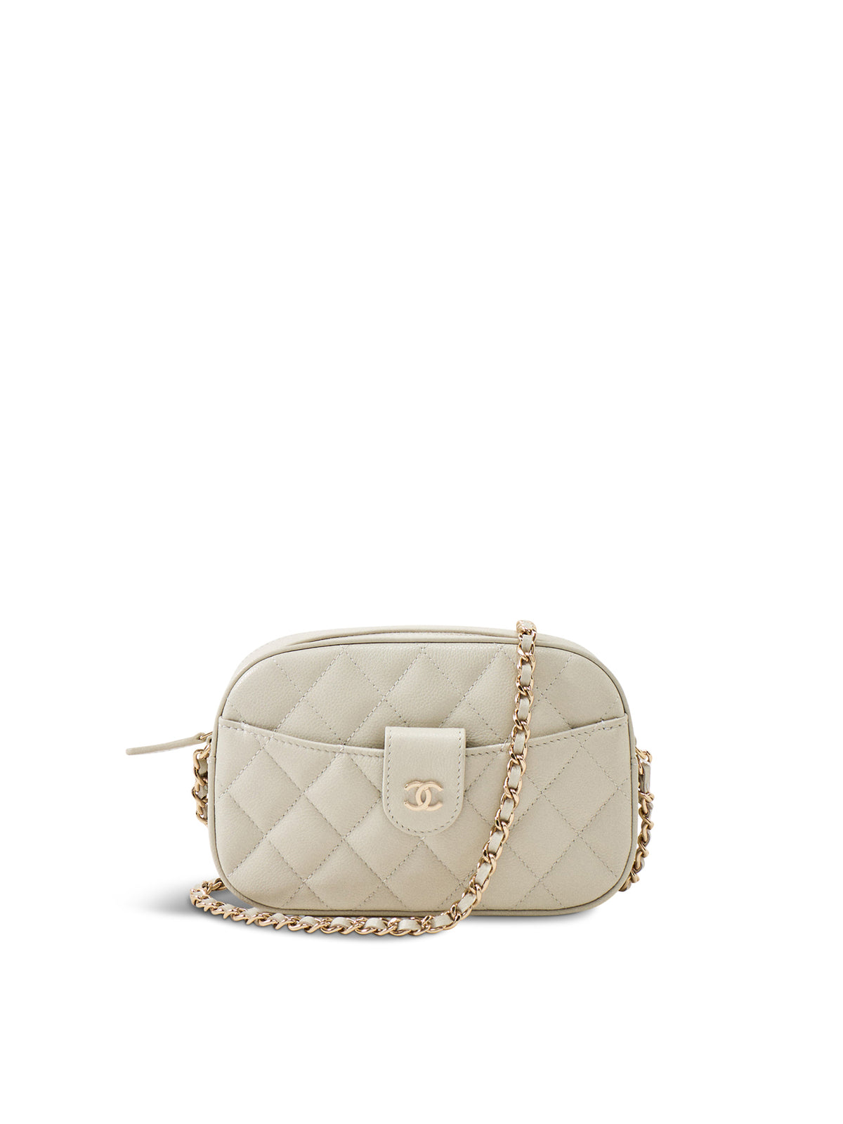 Coach Quilted Grained Calfskin Camera Case Shoulder Bag – White
