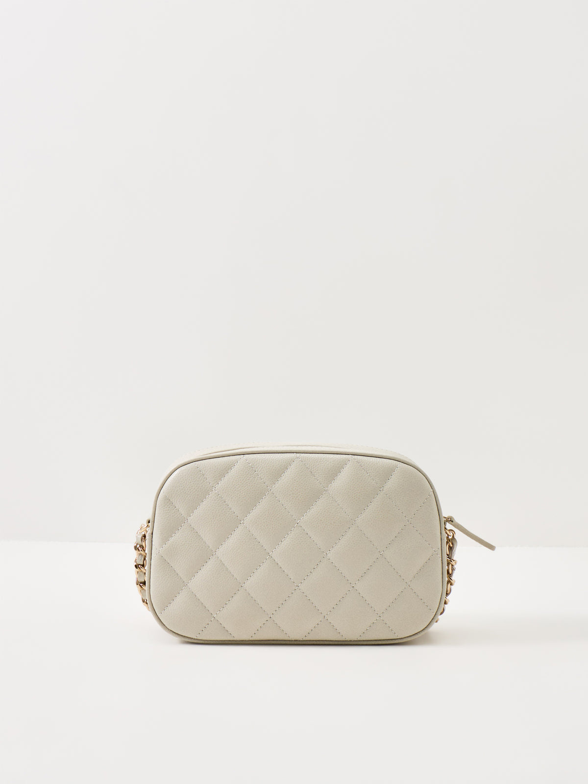 Coach Quilted Grained Calfskin Camera Case Shoulder Bag – White