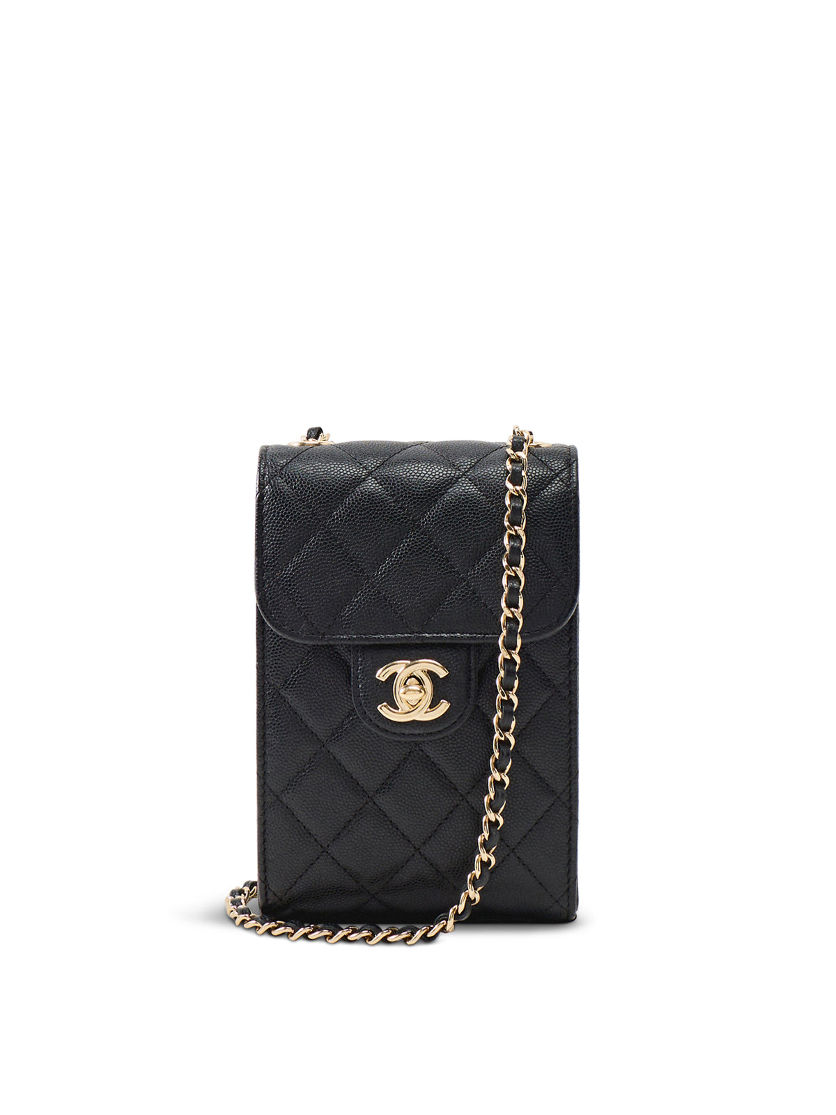 Coach Calfskin Phone Case Shoulder Bag – Black