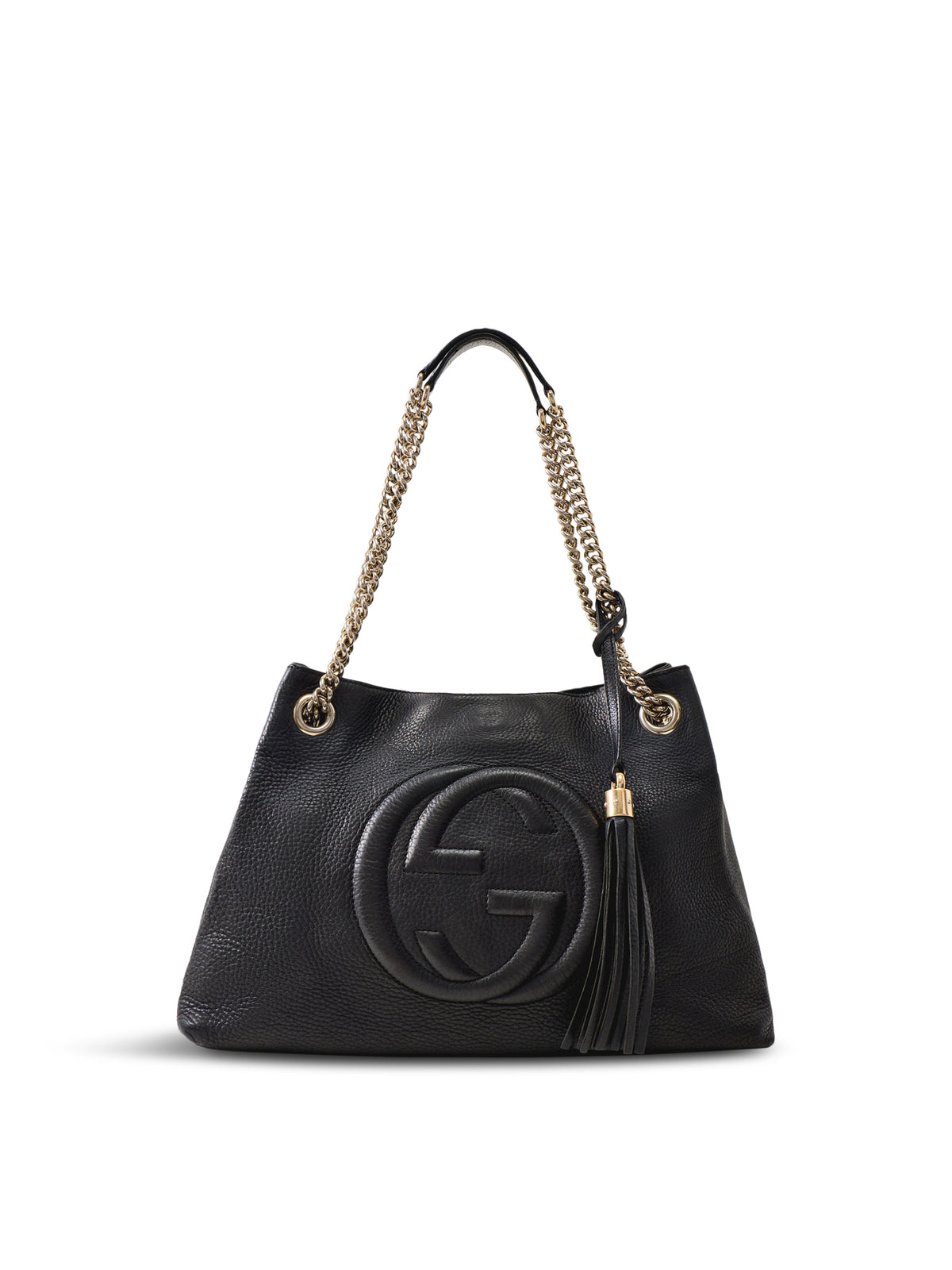 Gucci Soho Pebble Calfskin Chain Tote – Black