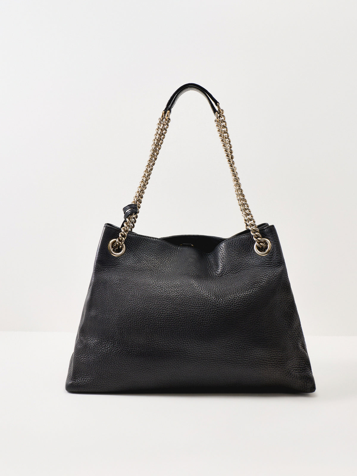 Gucci Soho Pebble Calfskin Chain Tote – Black