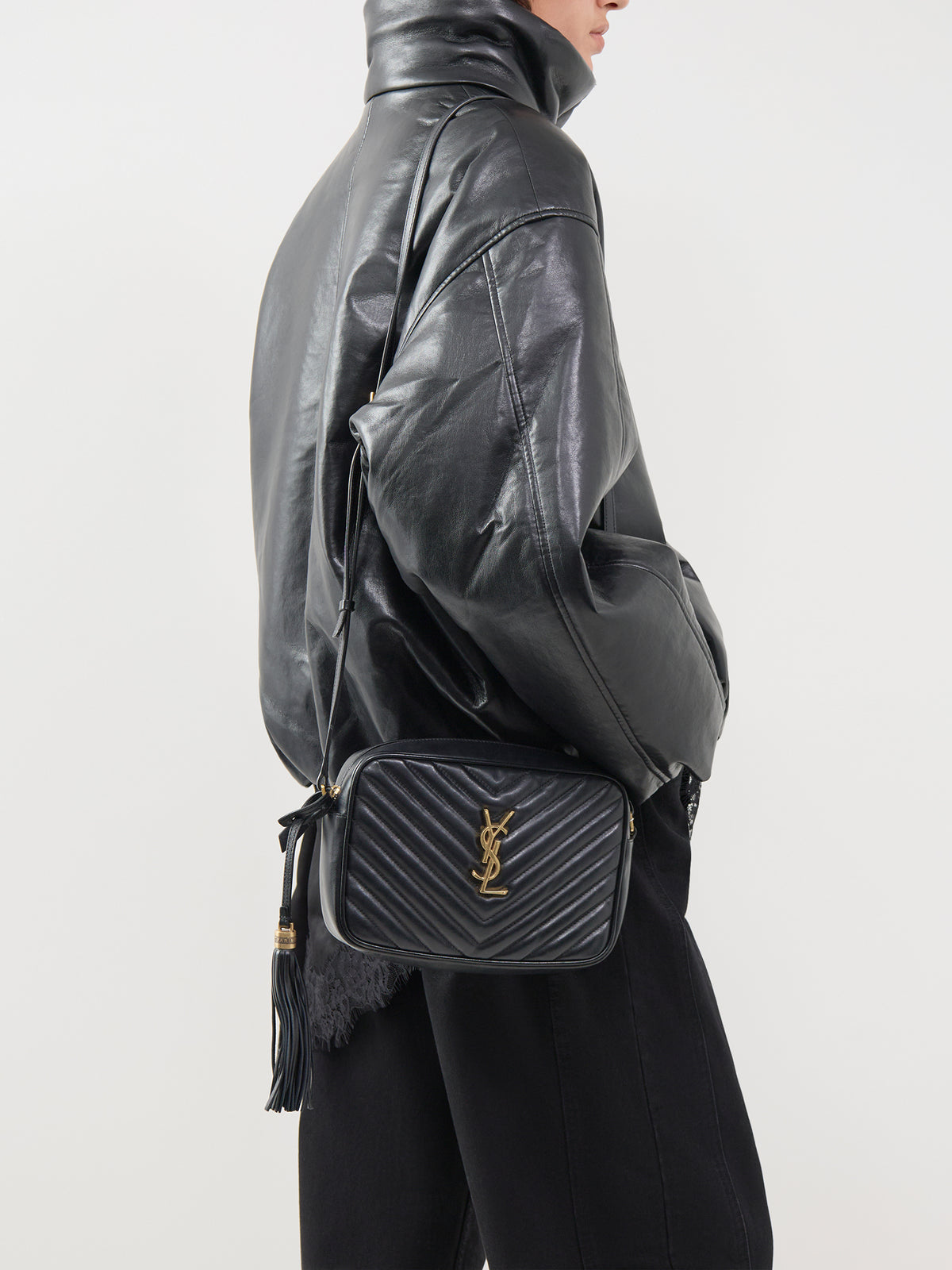 Saint Laurent Small Calfskin Camera Bag – Black