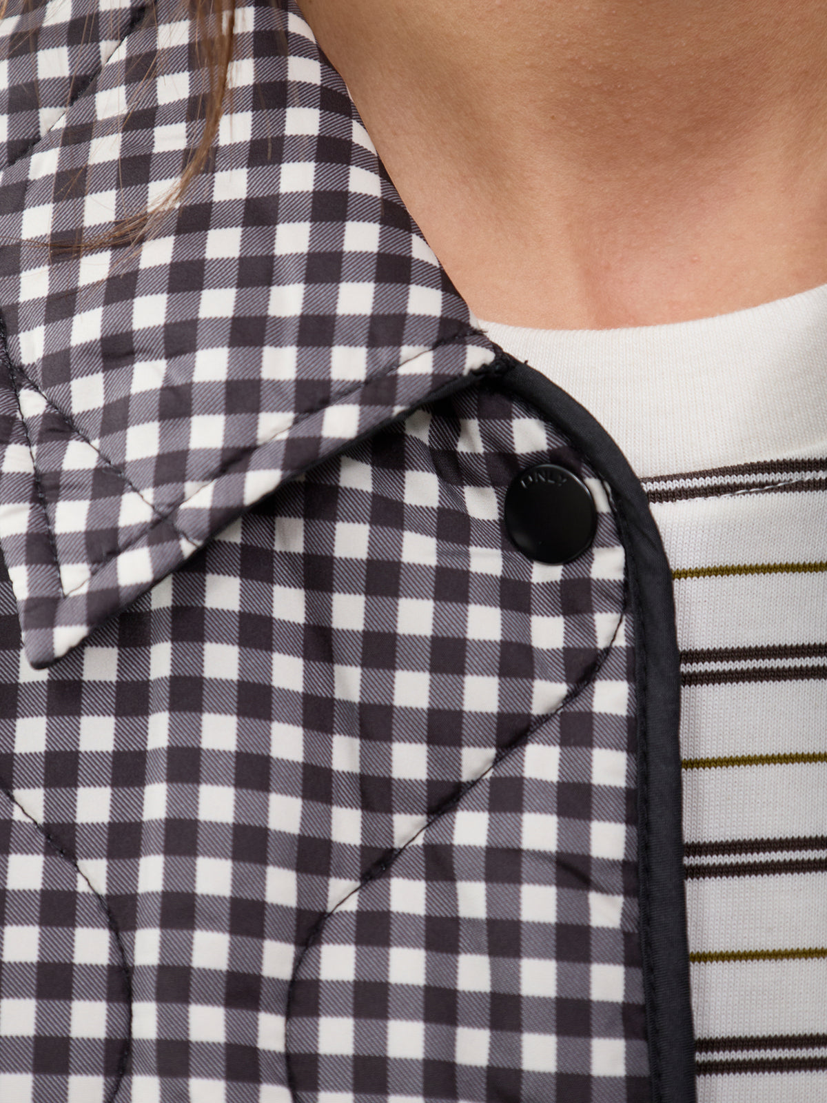 Dottie Check Quilted Jacket – Black & Cream