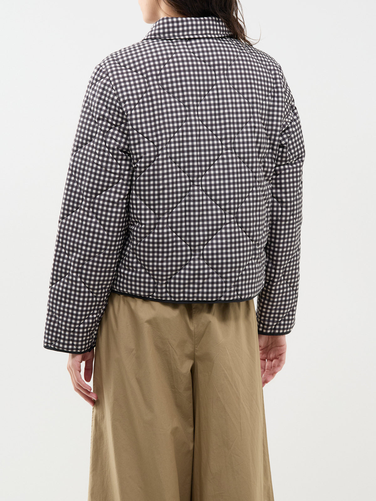 Dottie Check Quilted Jacket – Black & Cream
