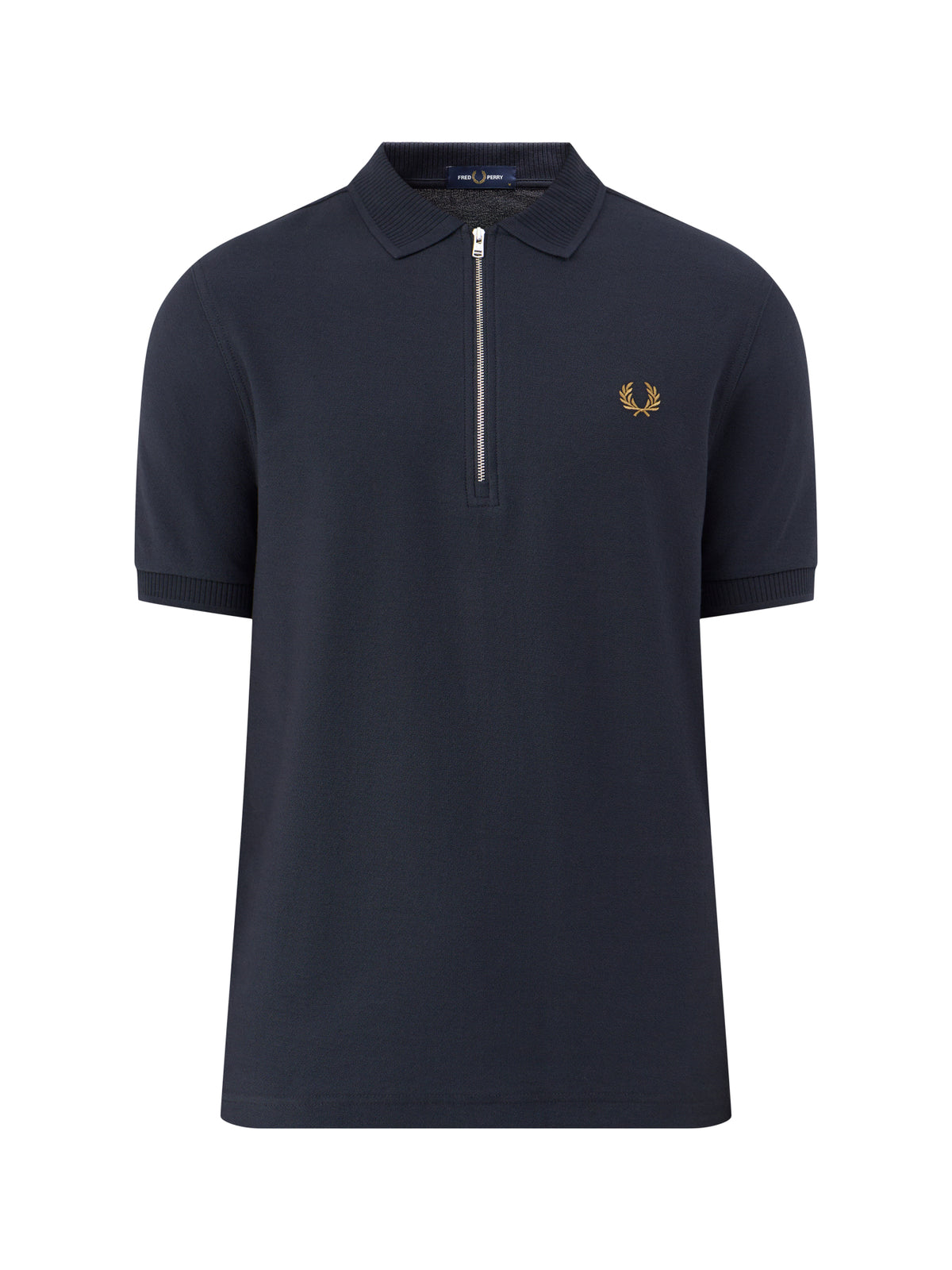 Crepe Piqué Zip Cotton Polo Shirt