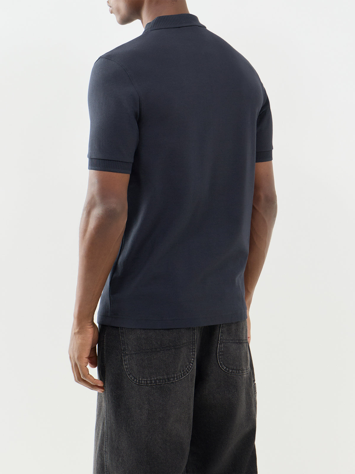 Crepe Piqué Zip Cotton Polo Shirt