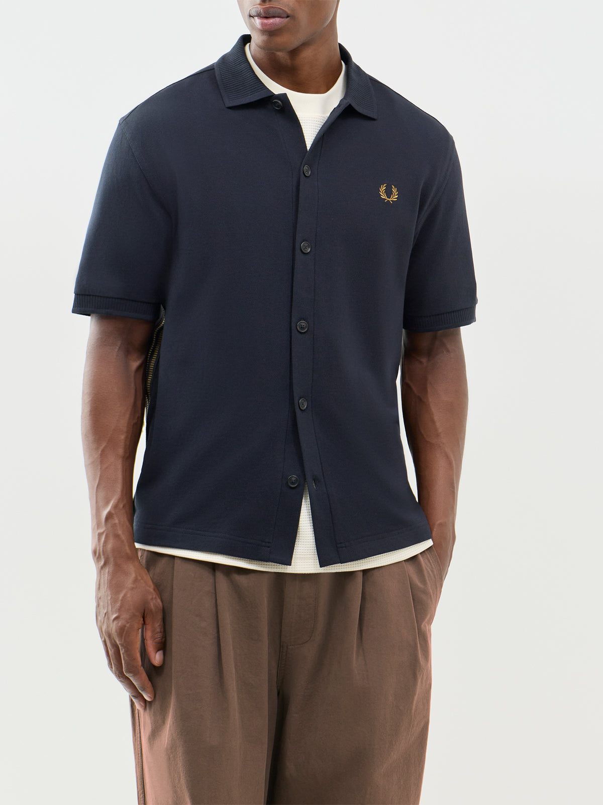 Button Through Cotton Polo Shirt