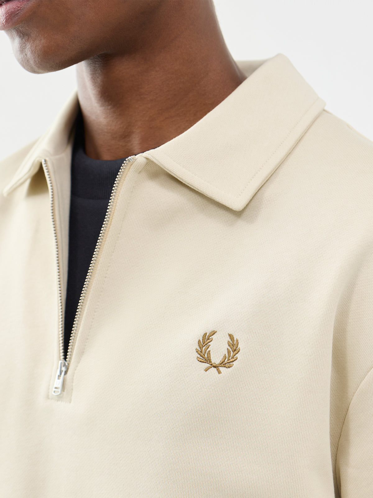 Half Zip Collared  Cotton Sweatshirt