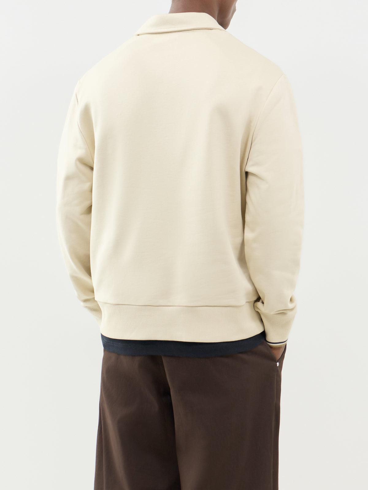 Half Zip Collared  Cotton Sweatshirt