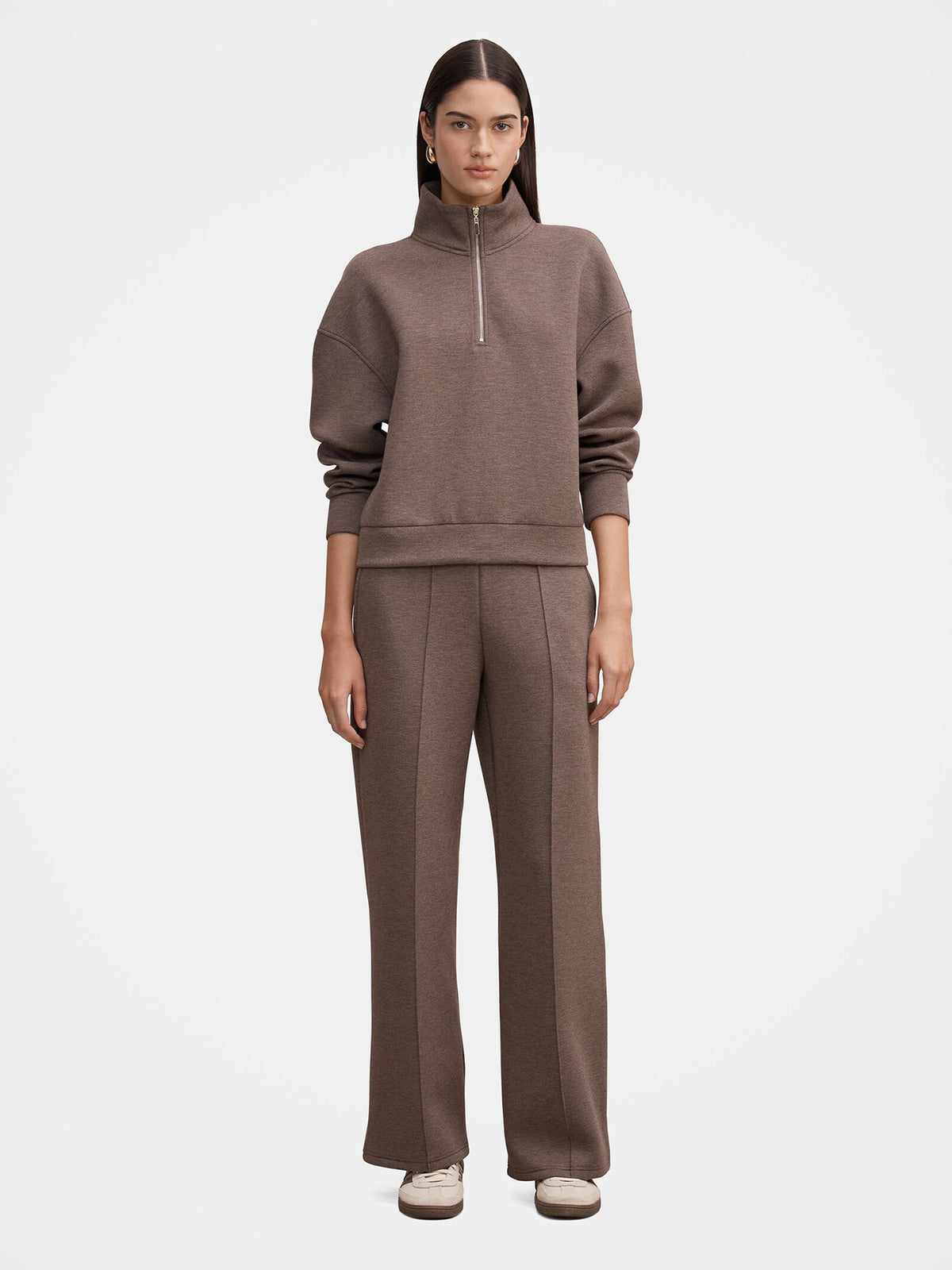 Viscose Hattie Zip Front Lounge Jumper - Mocha Mist