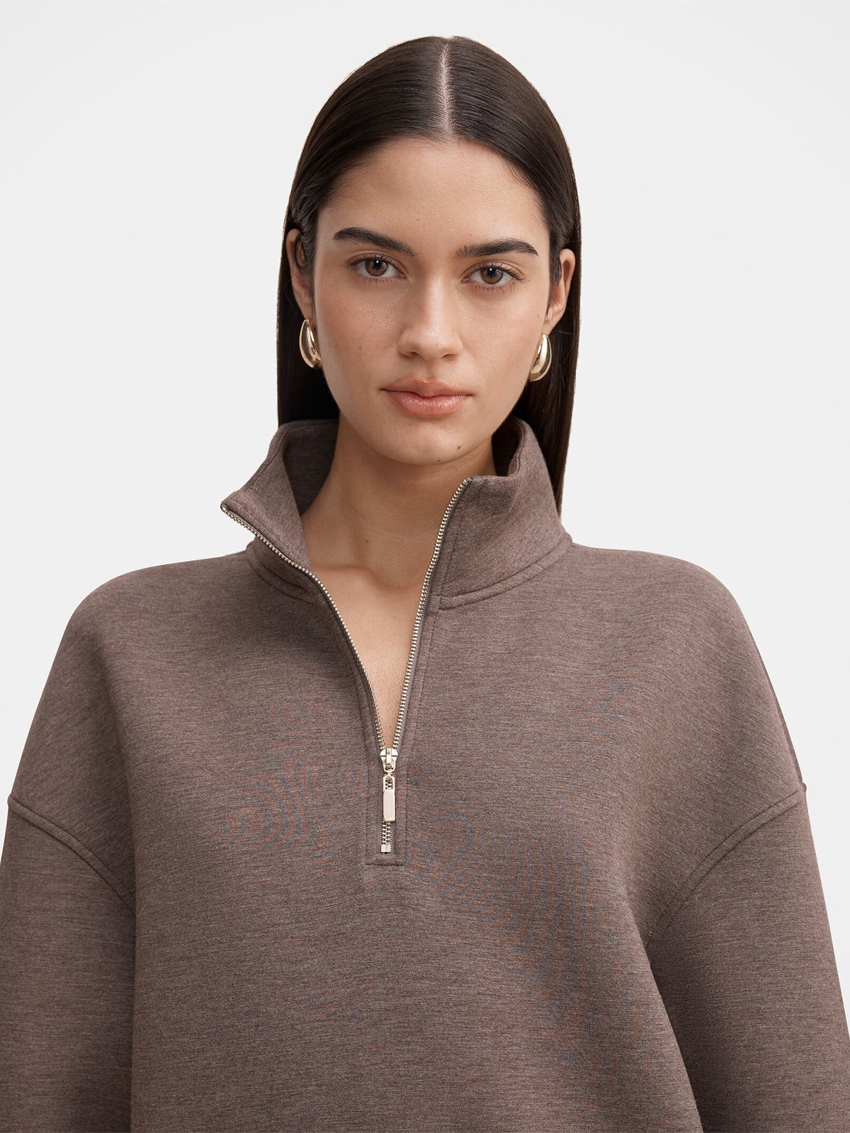 Viscose Hattie Zip Front Lounge Jumper - Mocha Mist