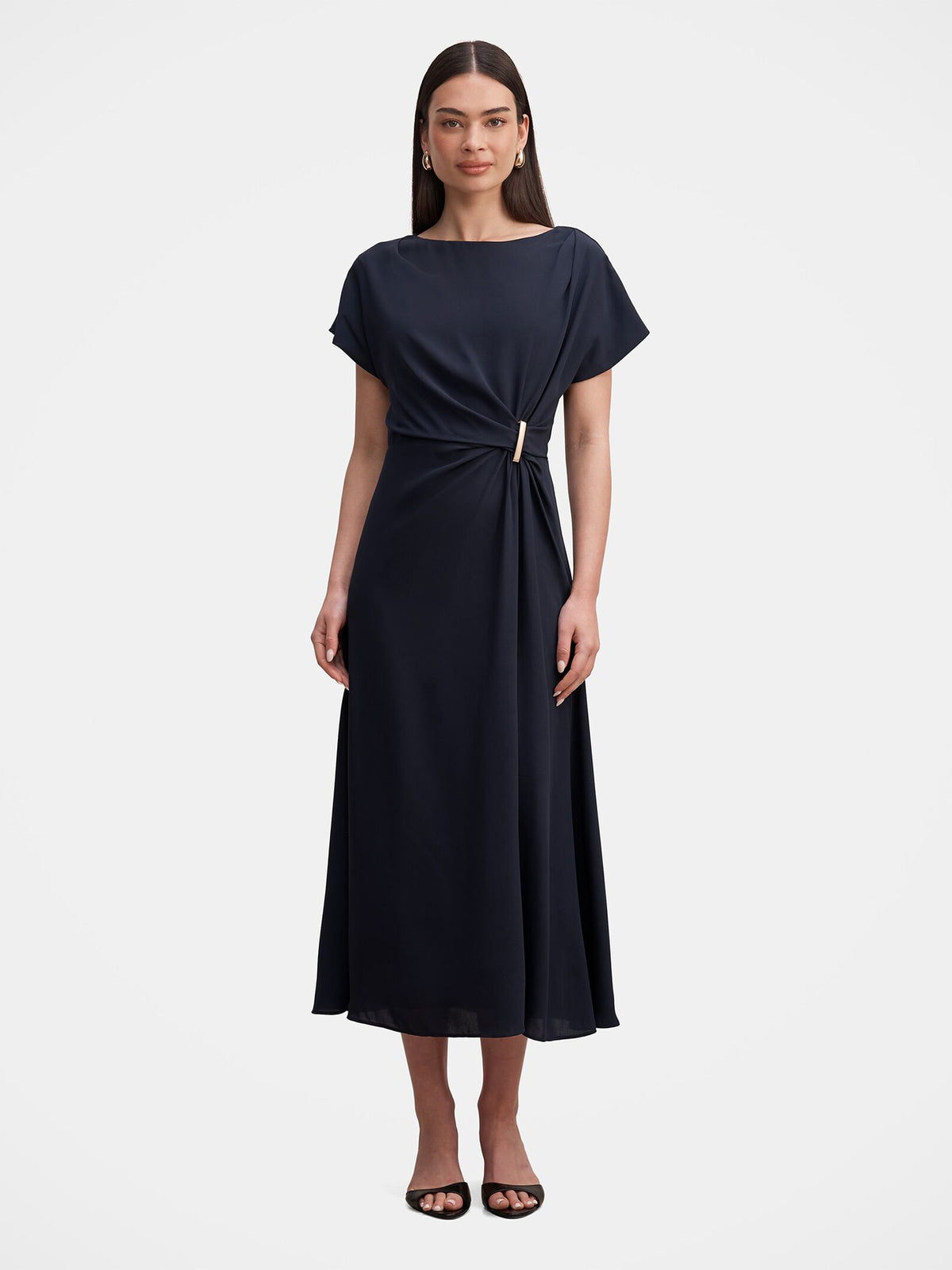 Wren Hardware Detail Midi Dress - Navy