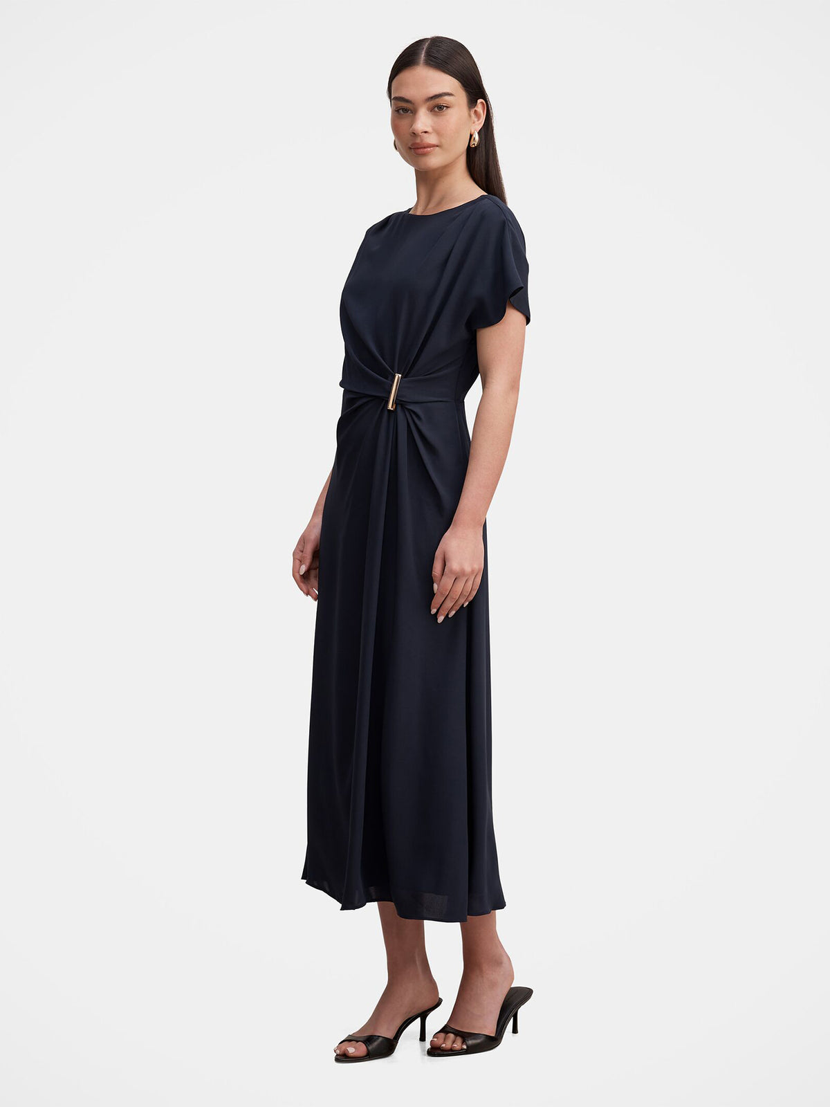 Wren Hardware Detail Midi Dress - Navy