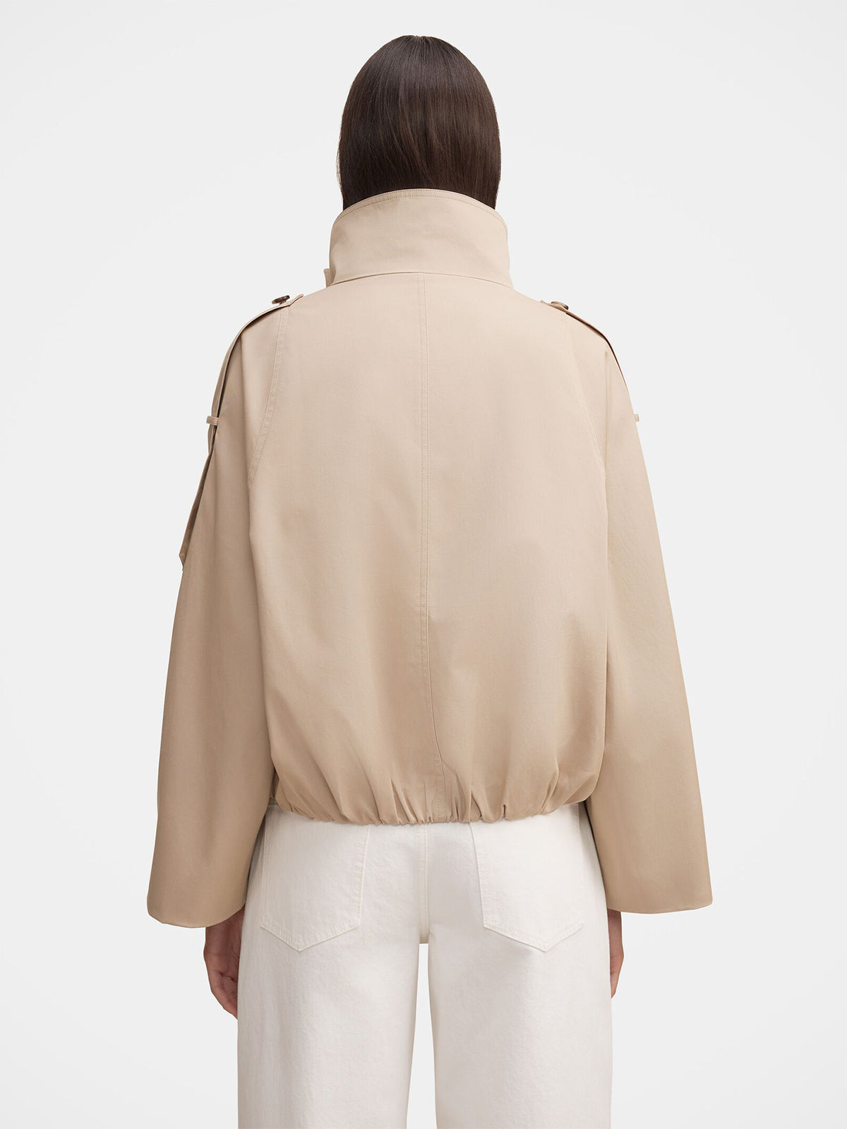 Cotton Billie Funnel Neck Short Trench Coat - Sand
