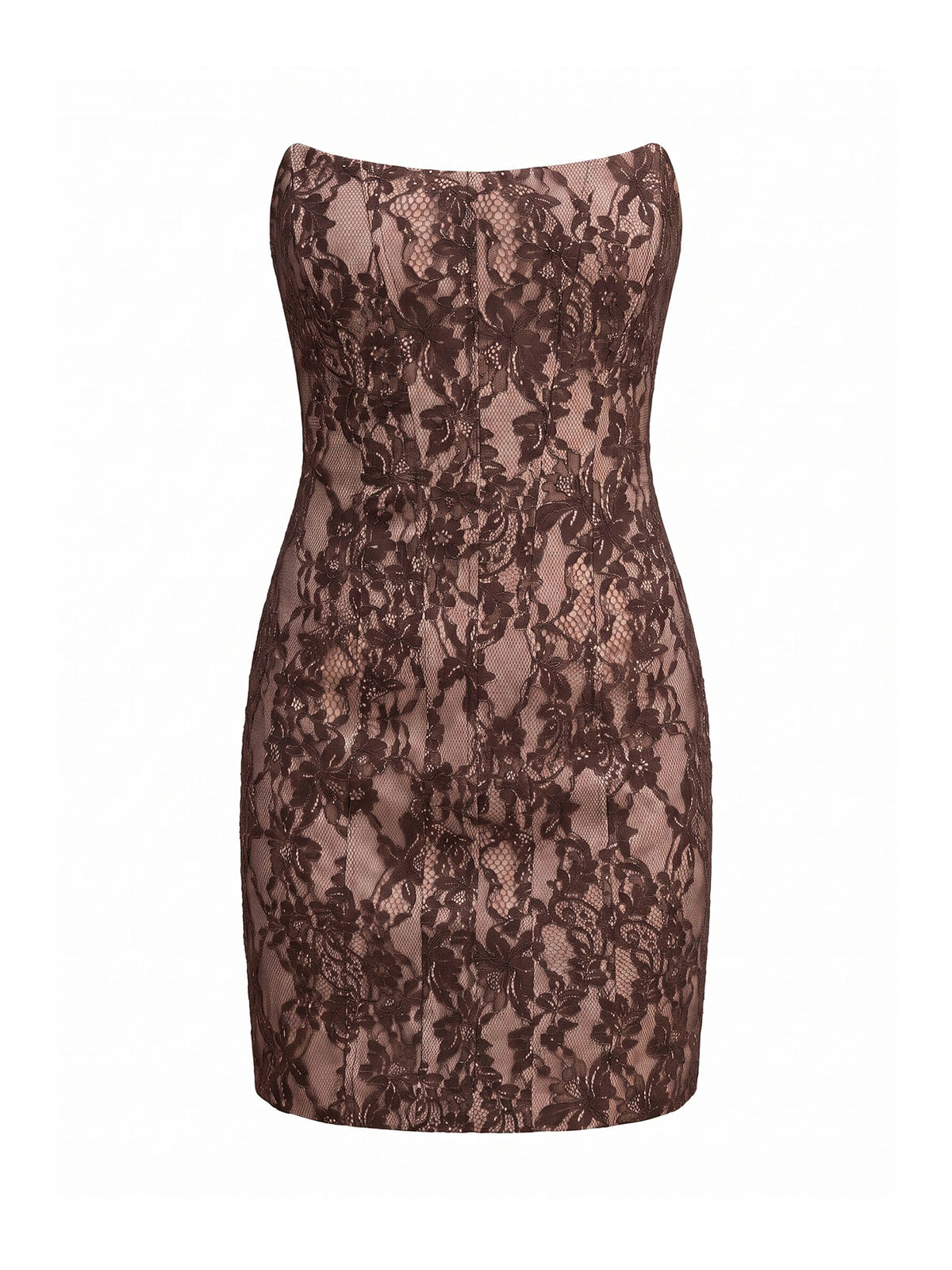 Reese Strapless Lace Corset Mini Dress - Chocolate Freckle