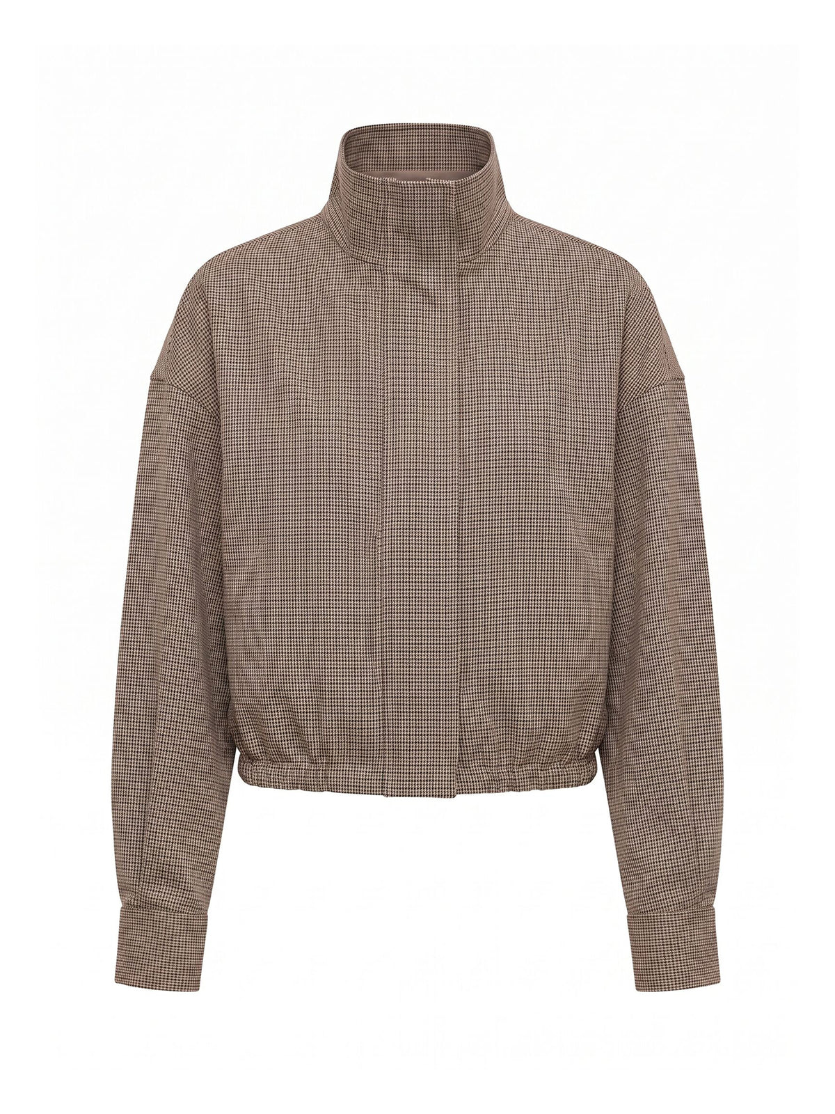 Hazel Petite Funnel Neck Check Jacket - White / Black