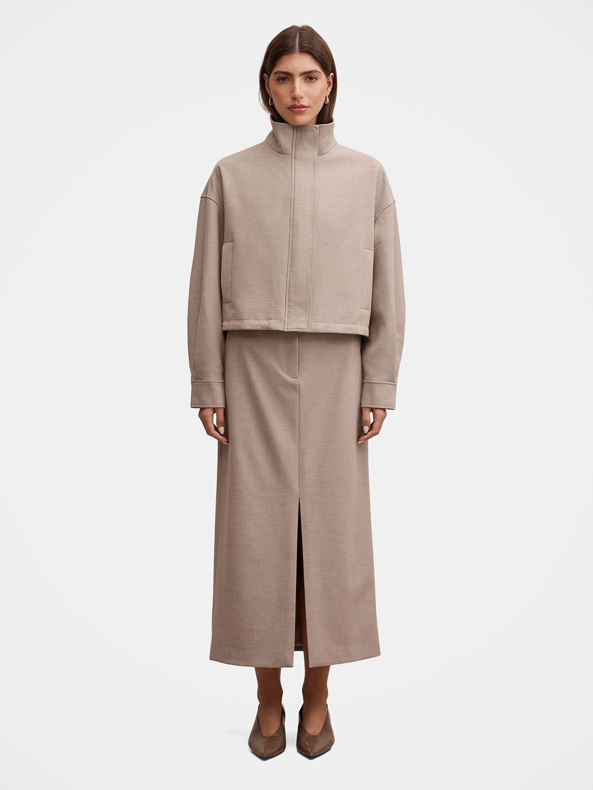 Maya Funnel Neck Jacket - Neutral