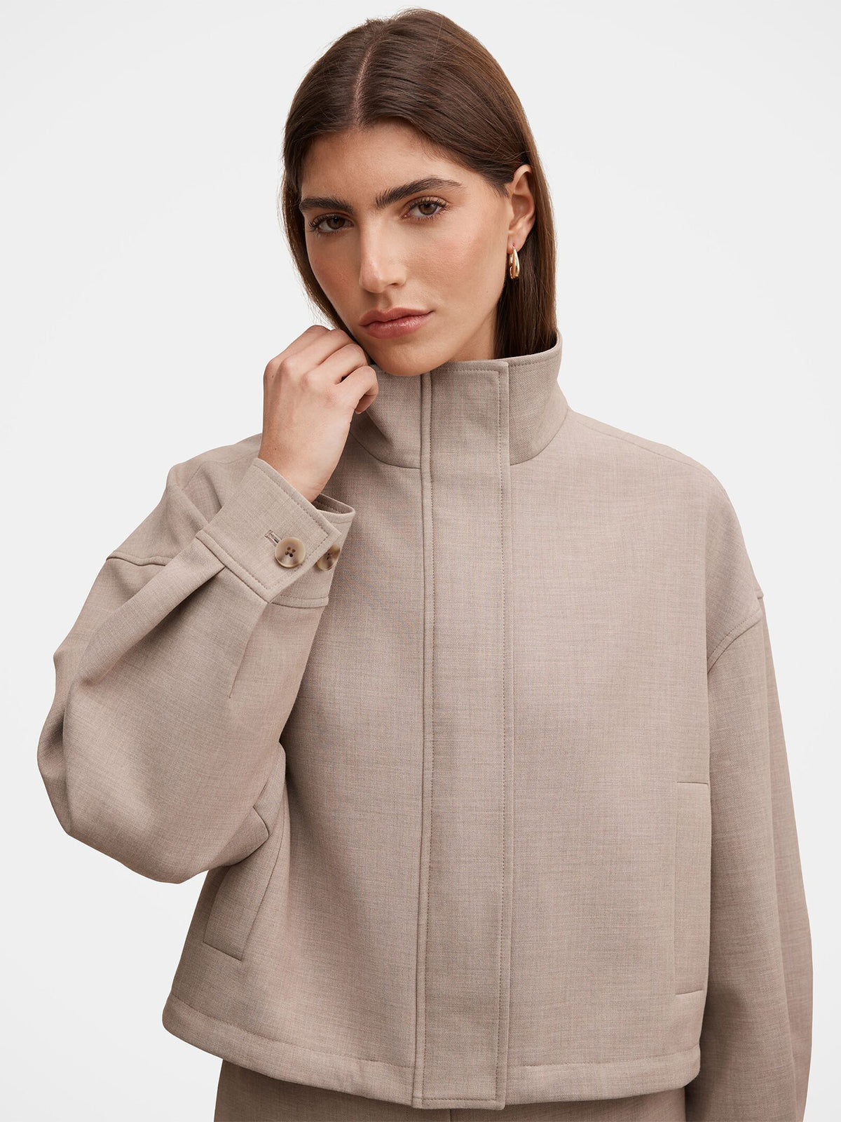 Maya Funnel Neck Jacket - Neutral