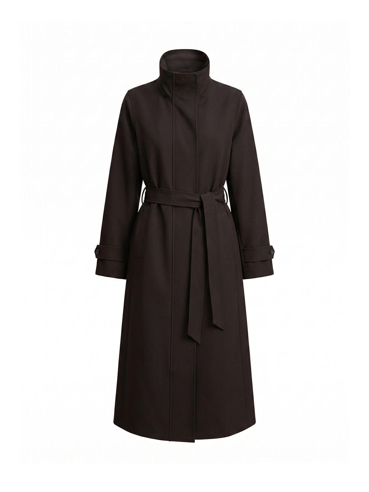 Florence Funnel Neck Trench Coat - Black