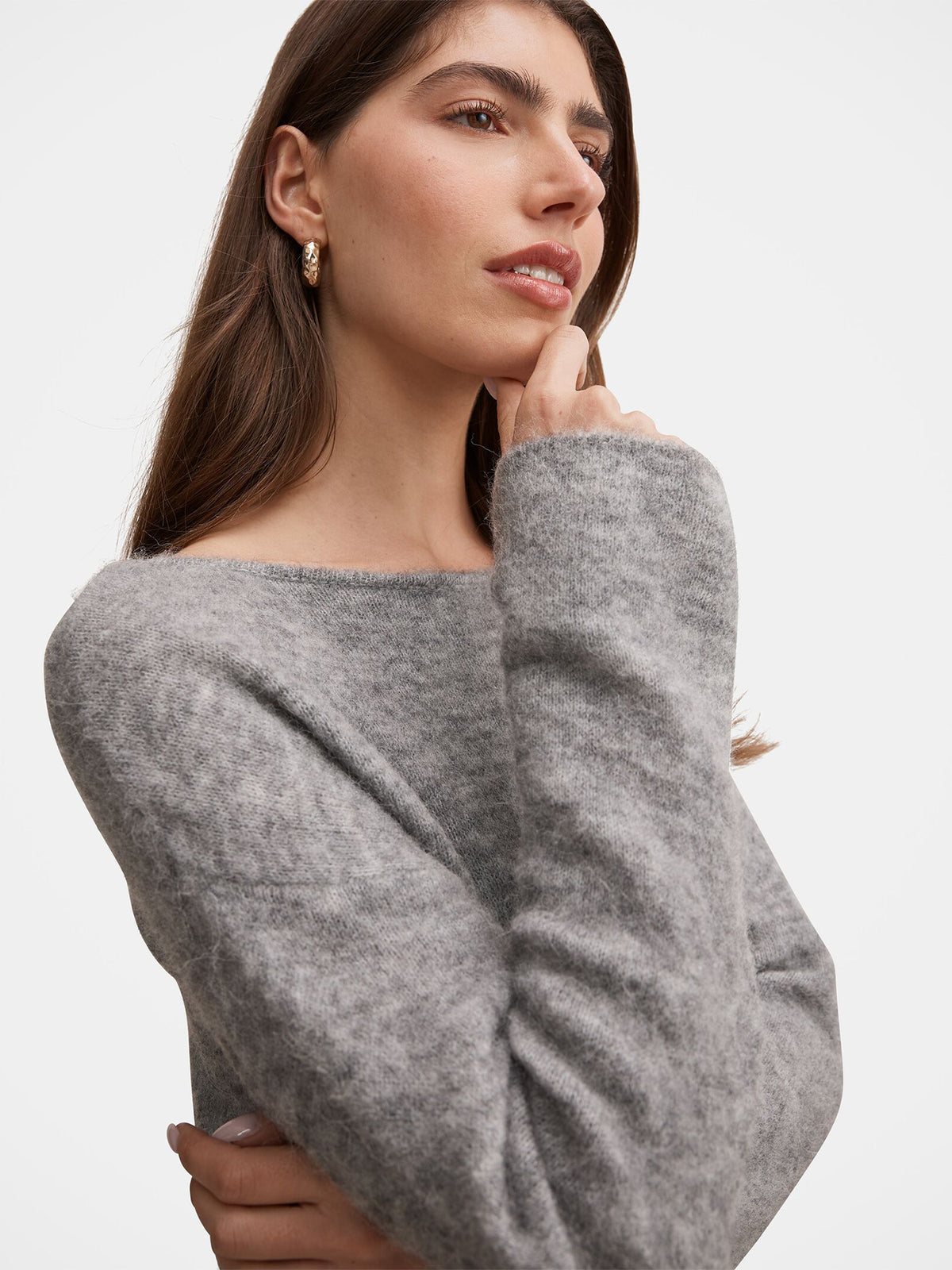 Matilda Ballet Neck Jumper - Charcoal Grey