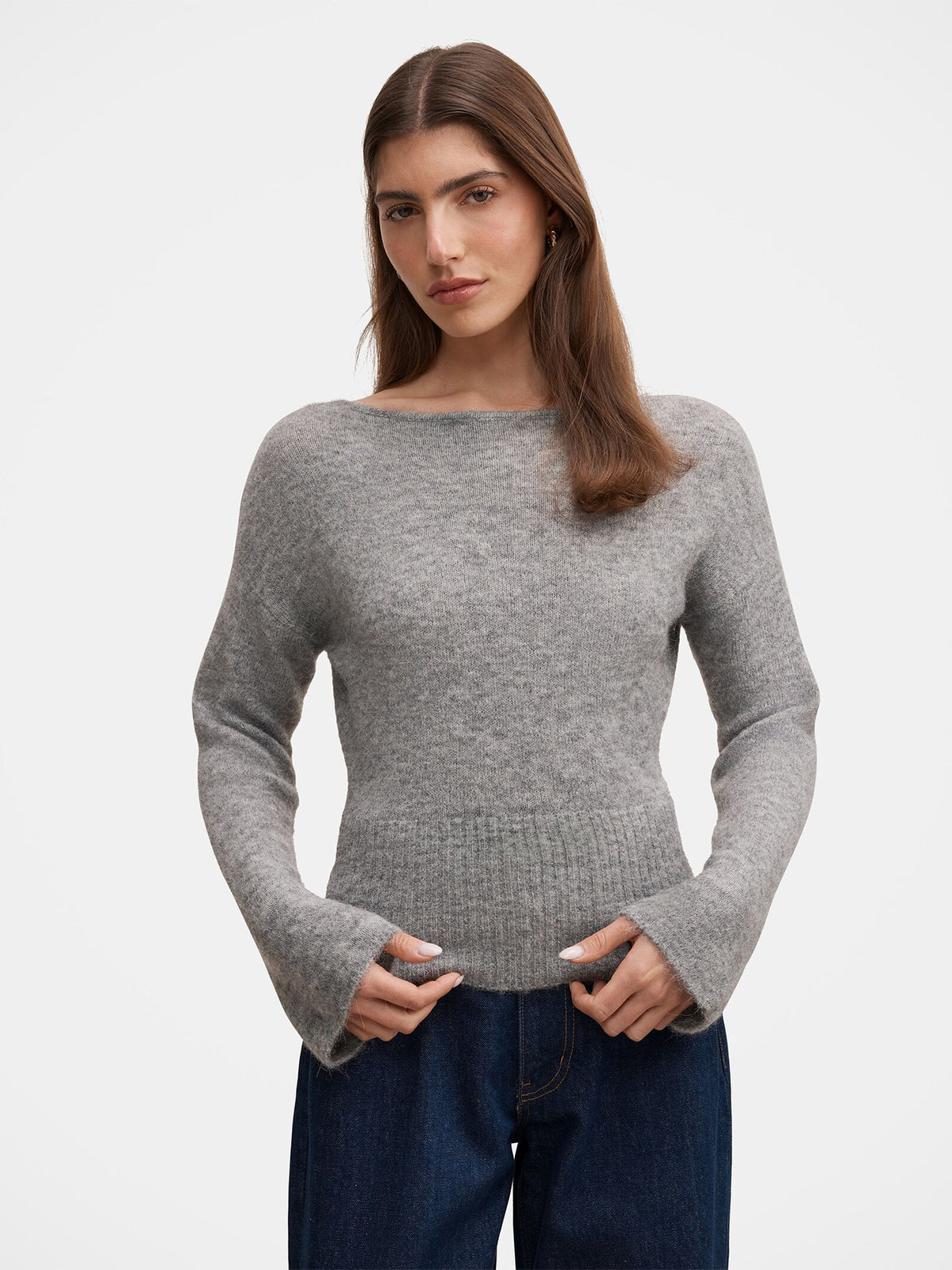 Matilda Ballet Neck Jumper - Charcoal Grey