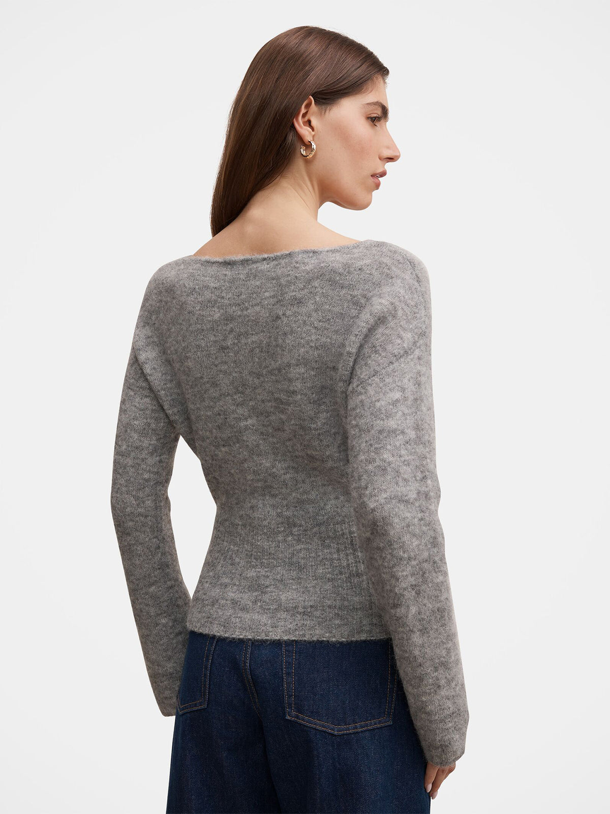Matilda Ballet Neck Jumper - Charcoal Grey